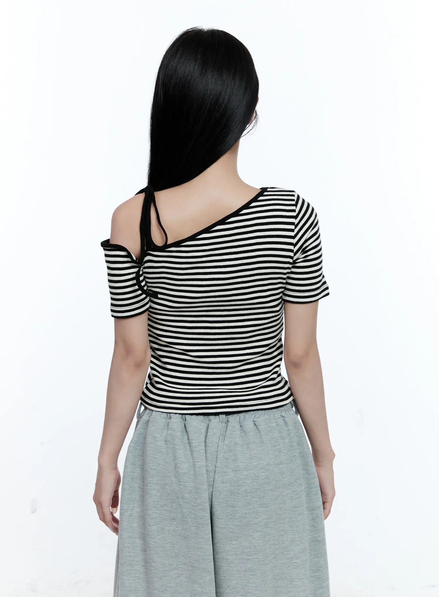Striped Asymmetric Ribbon Tee CG507