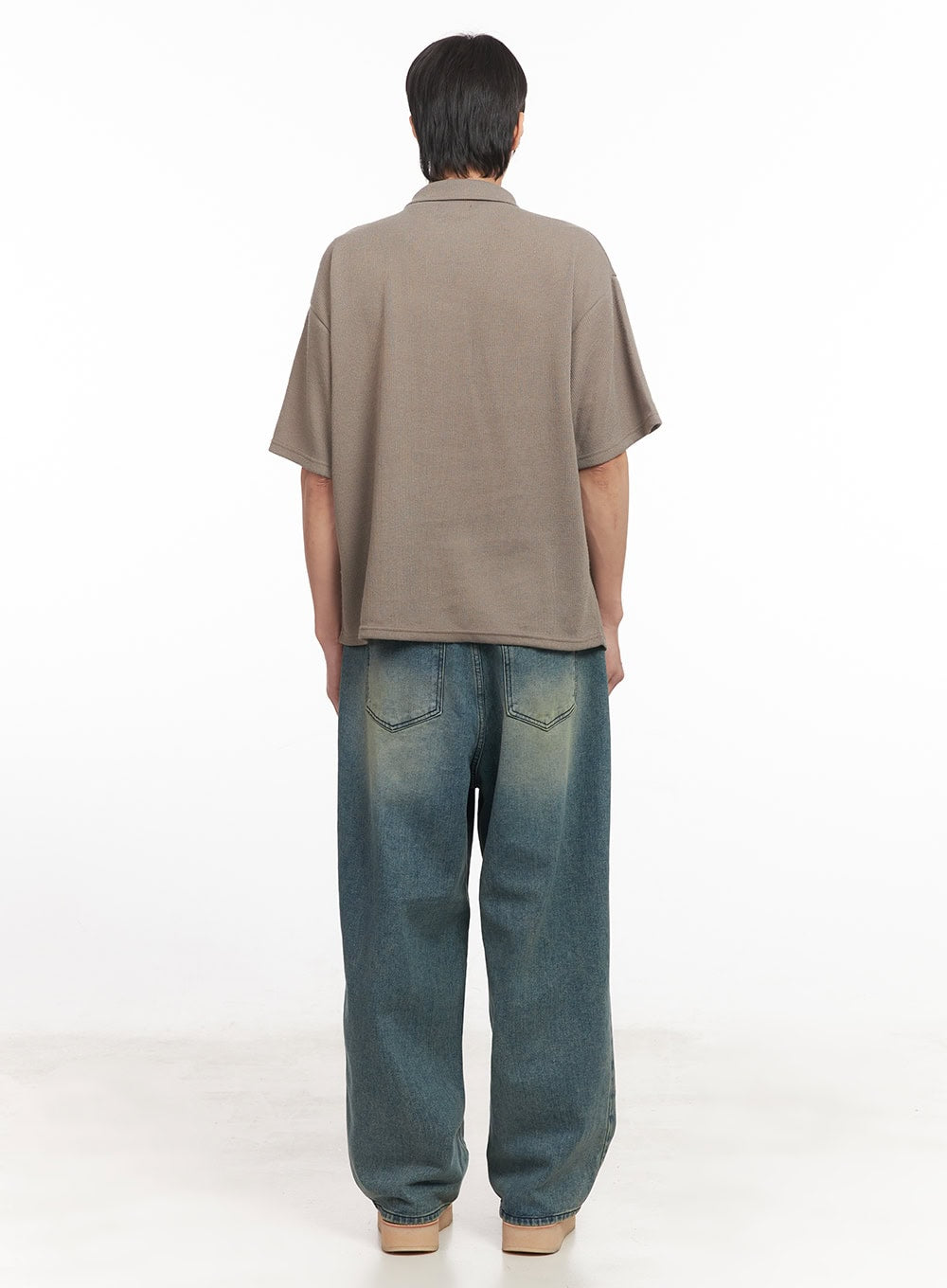 Men's Stitched Detail Wide-Fit Jeans IA511