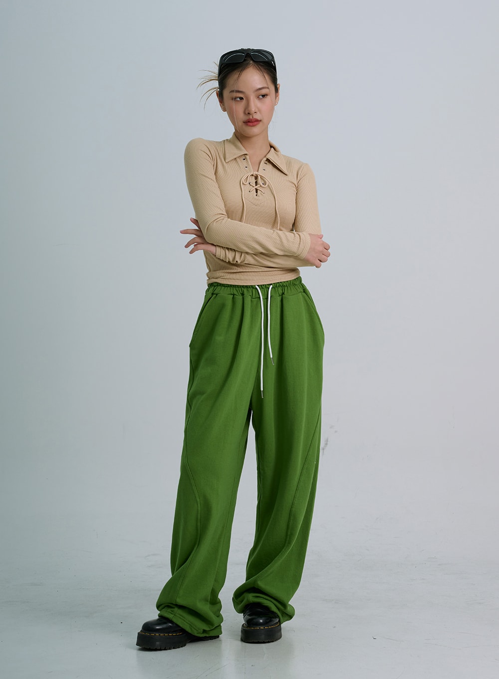 Neck Cross String Collar T-Shirt CO20