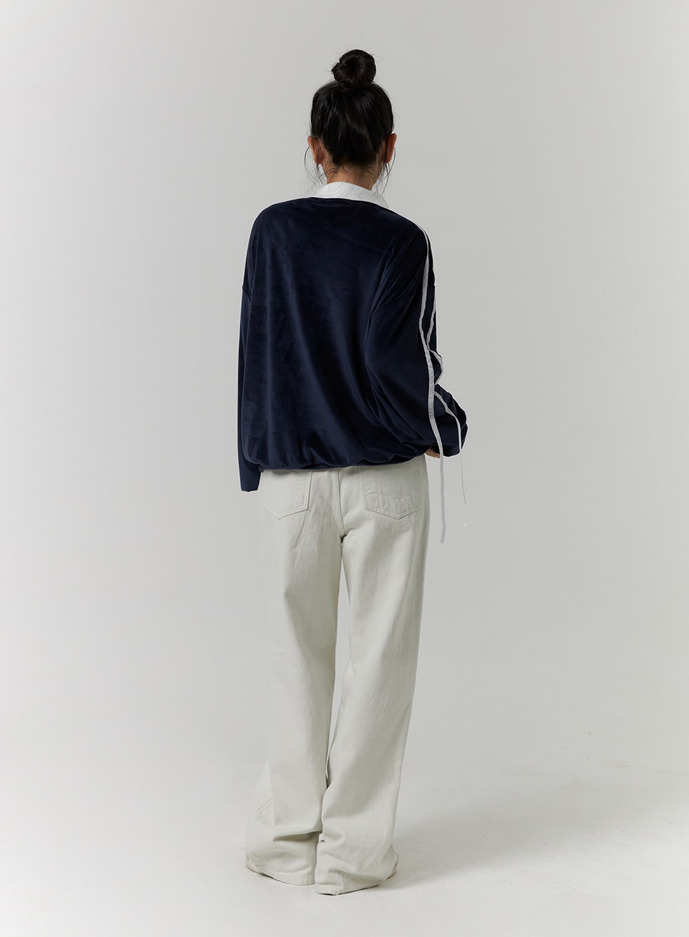 Terry Collar Double Ribbon Sweatshirt CD319