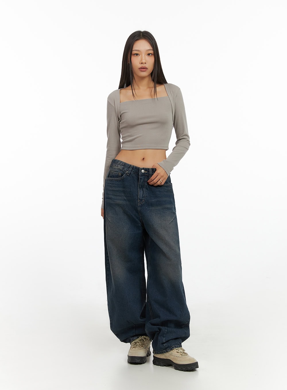 Square Neck Bolero-Style Slim Fit Crop Top IS427