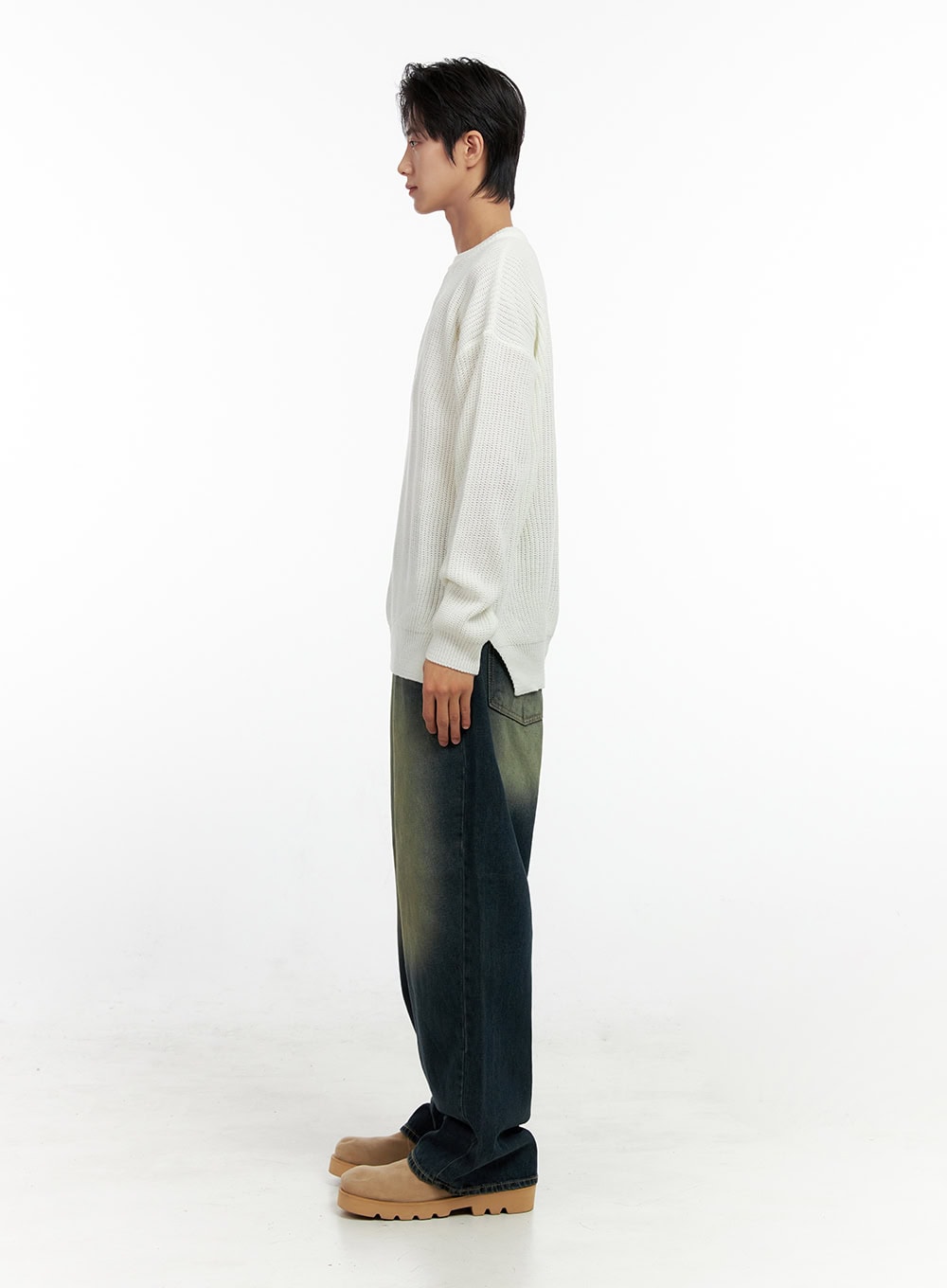 Men's Vintage Wash Wide-Leg Jeans IN411