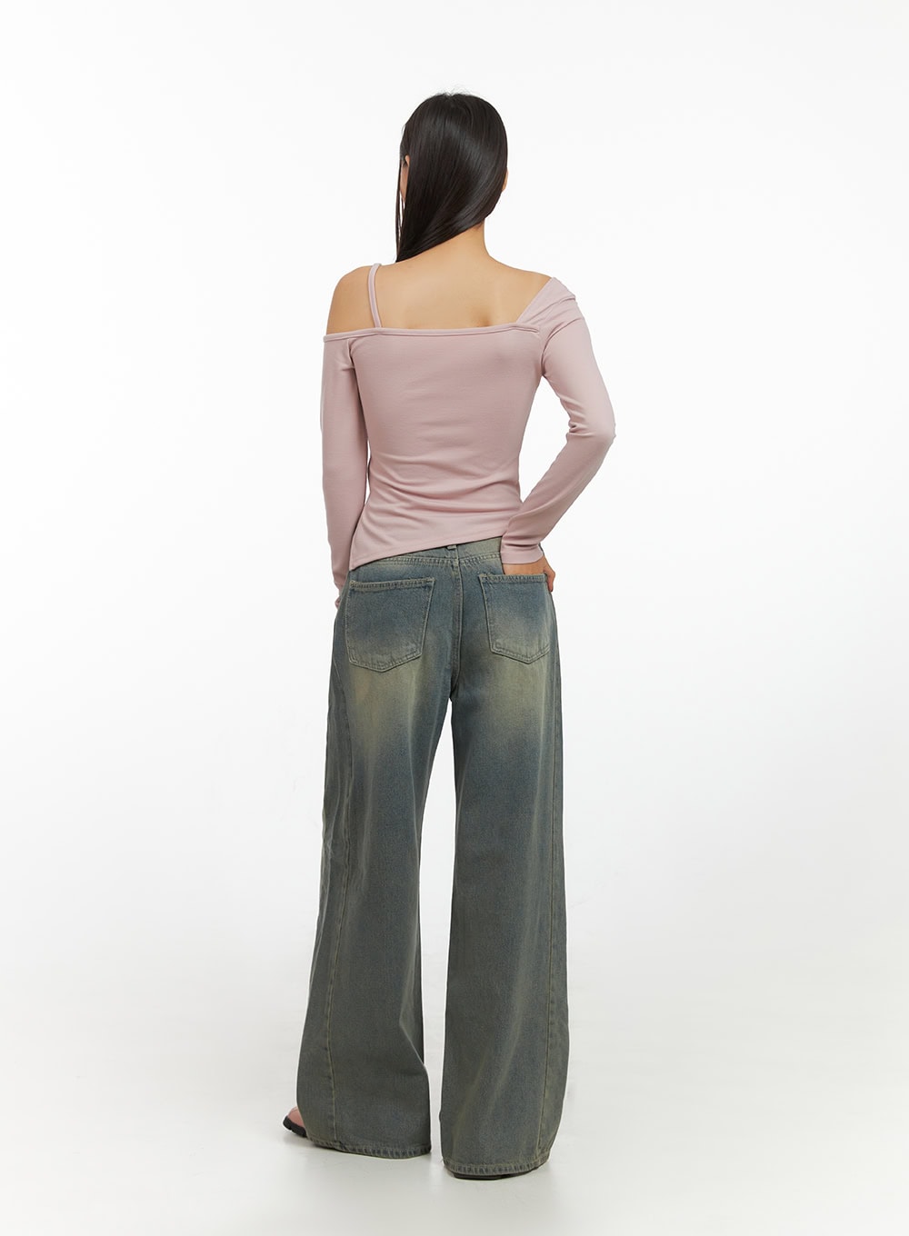 Inez Washed Denim Wide Leg Jeans IS427