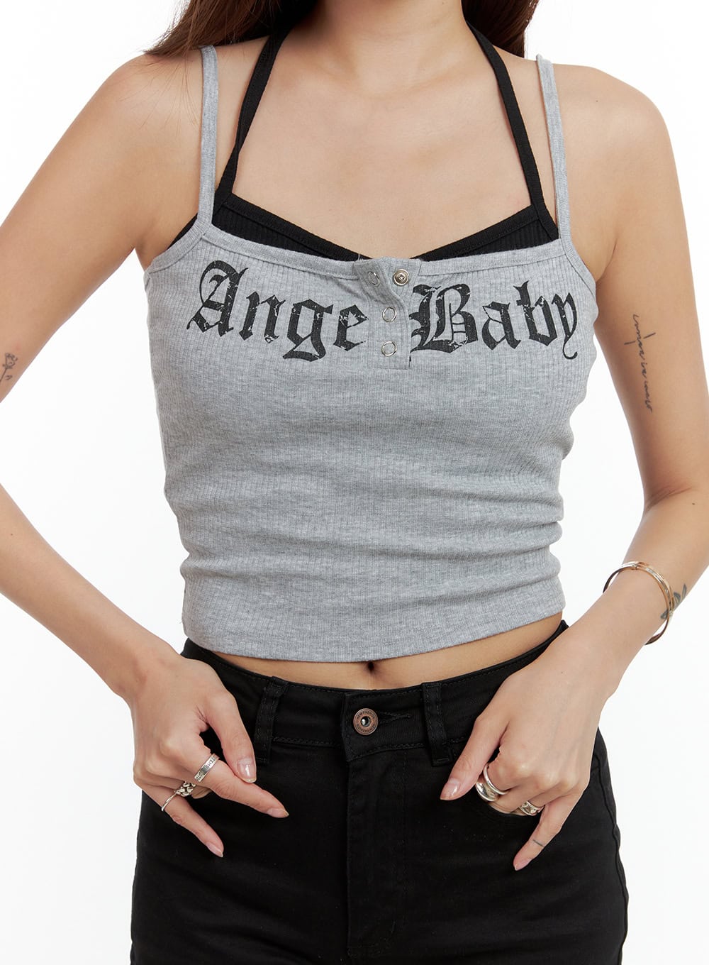 Layered Halter Crop Tank Top CL404