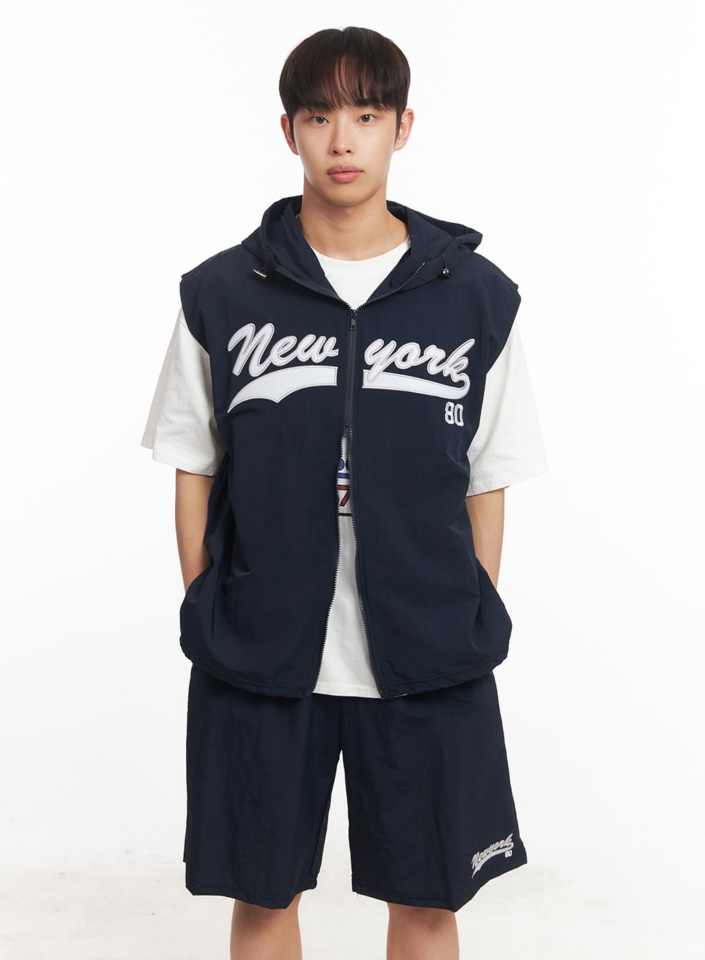 Men's New York Graphic Hooded Vest IA518