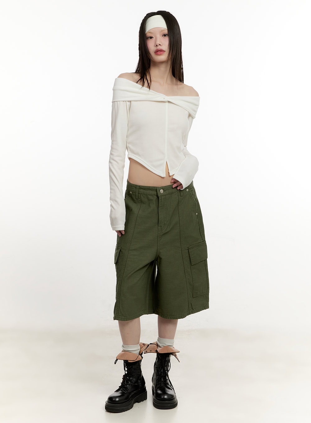 Twist Off-Shoulder Long Sleeve Top CM514