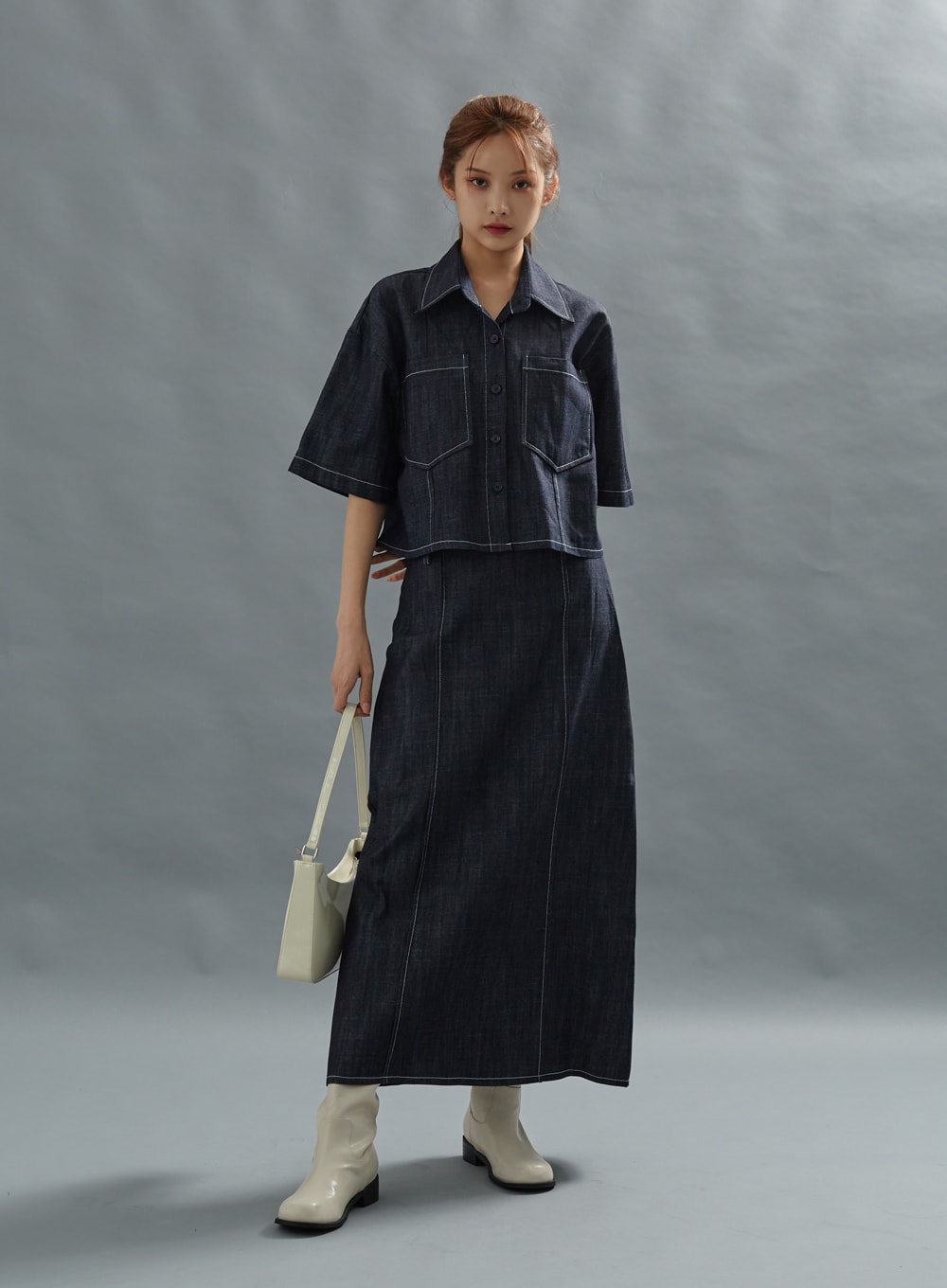 Stich Crop Short Sleeve Shirt CG01