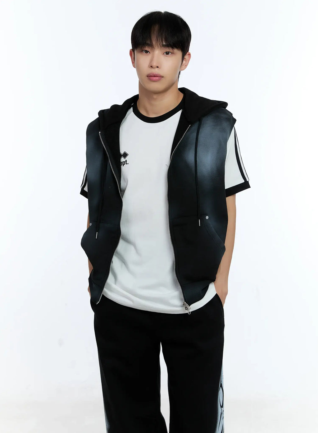 Men's Grunge Tie-Dye Sleeveless Hoodie IG515