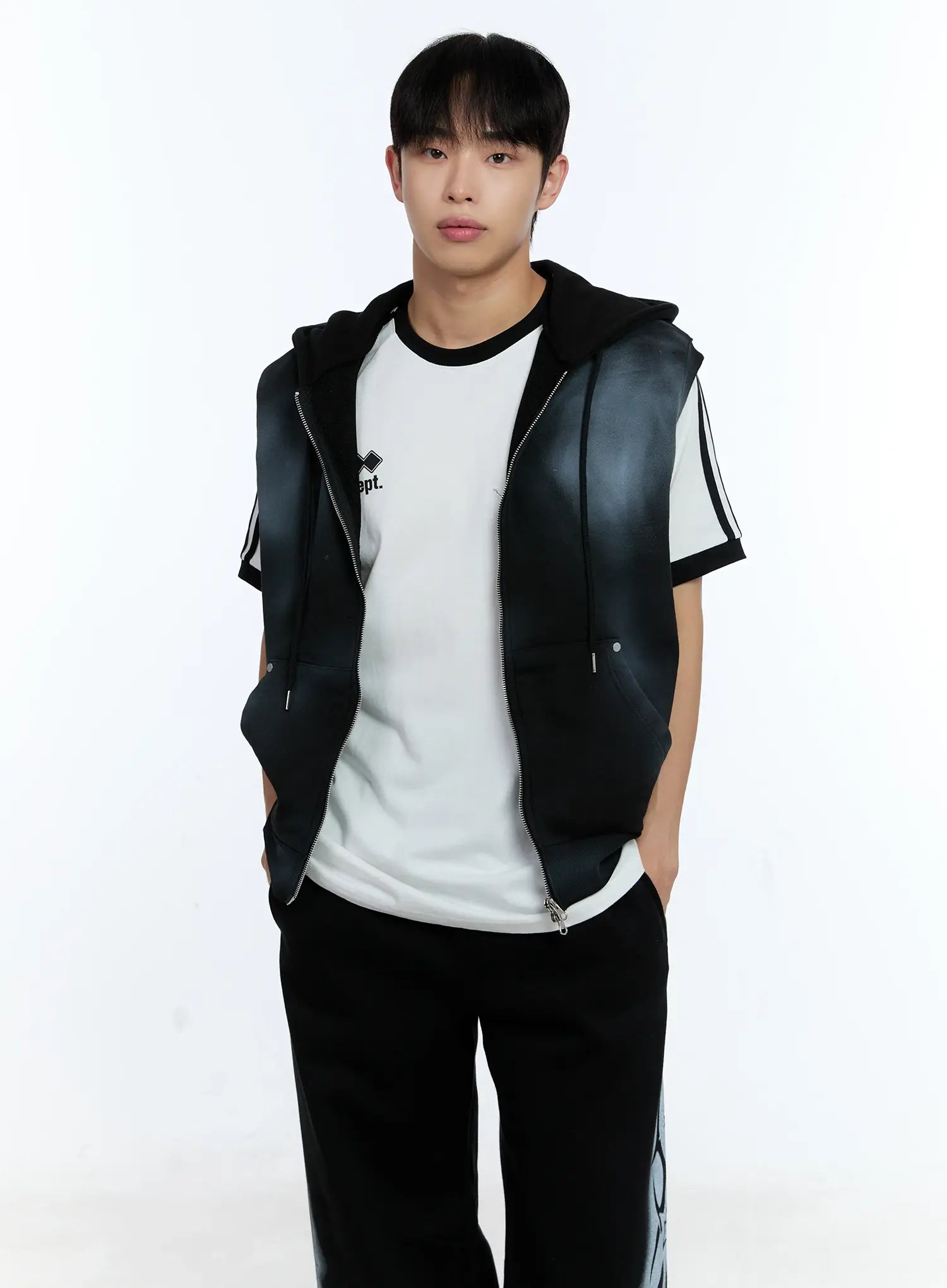 Men's Grunge Tie-Dye Sleeveless Hoodie IG515