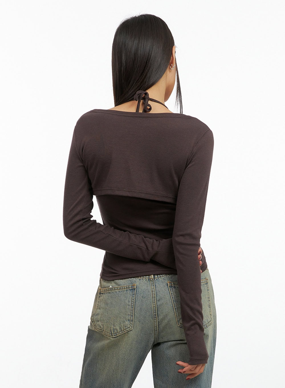 Solid Strap Bolero Cardigan and Cami Set IS427