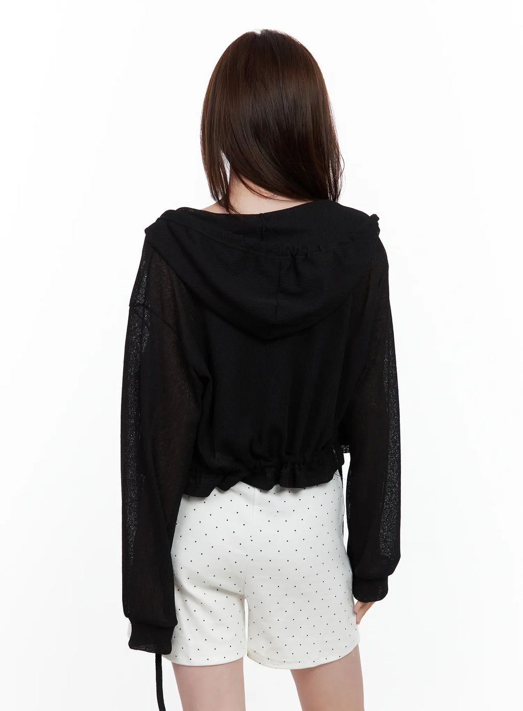 Mesh Button-Up Hoodie Cardigan CL502