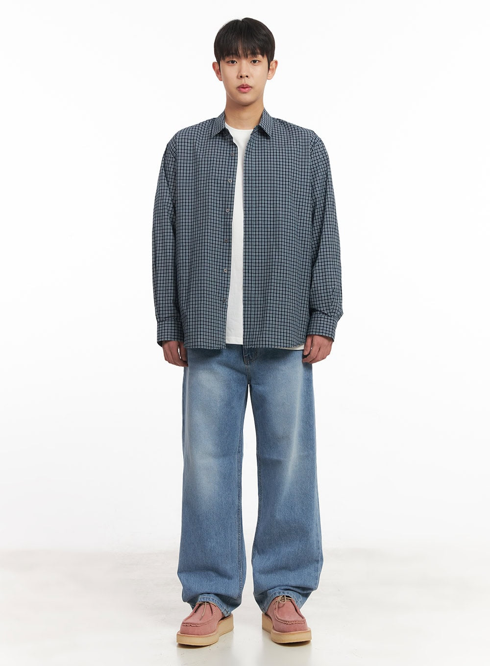 Men's Oversized Checkered Cotton Shirt IM517