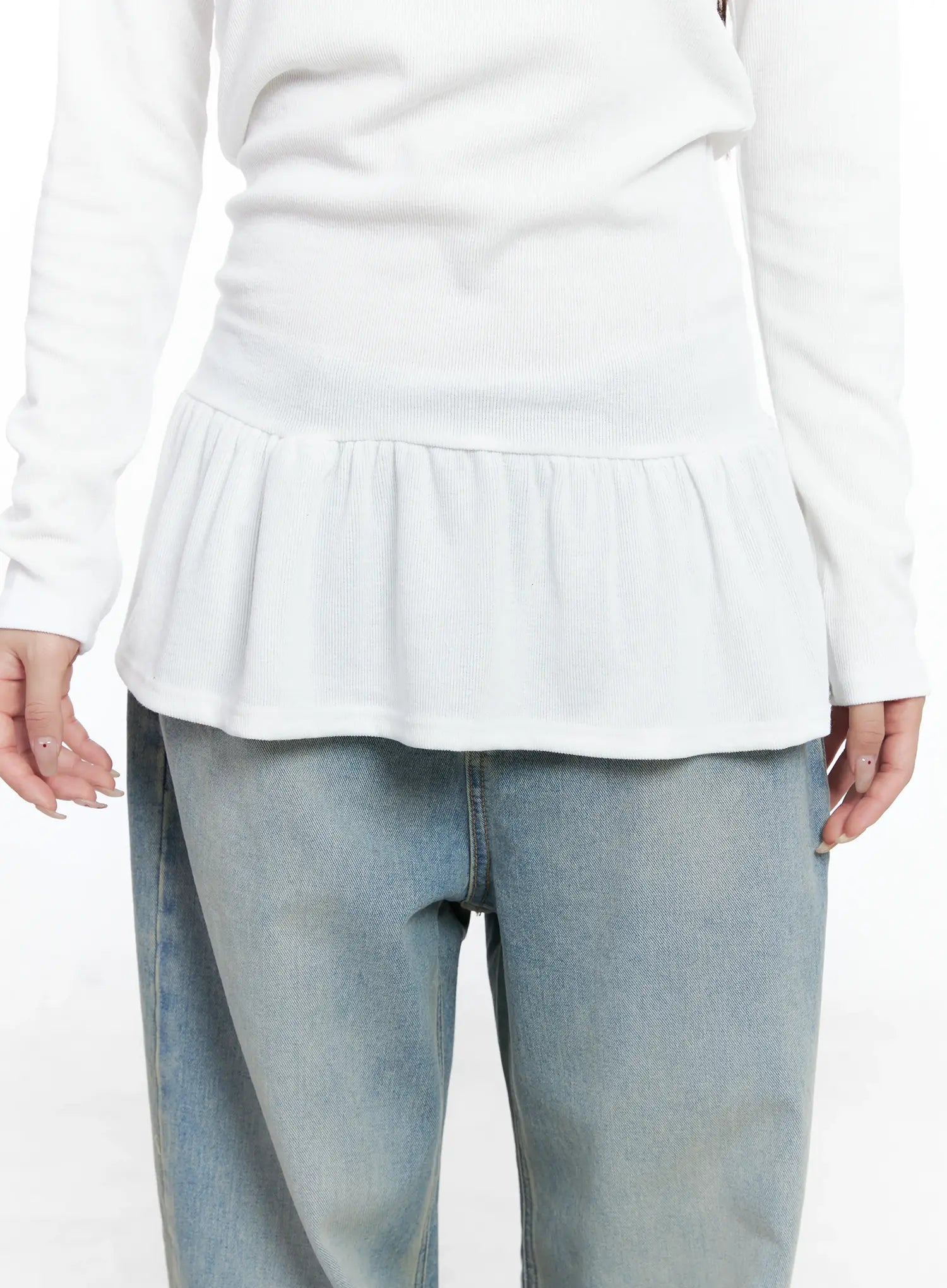 Frill Ribbed Hoodie CS501