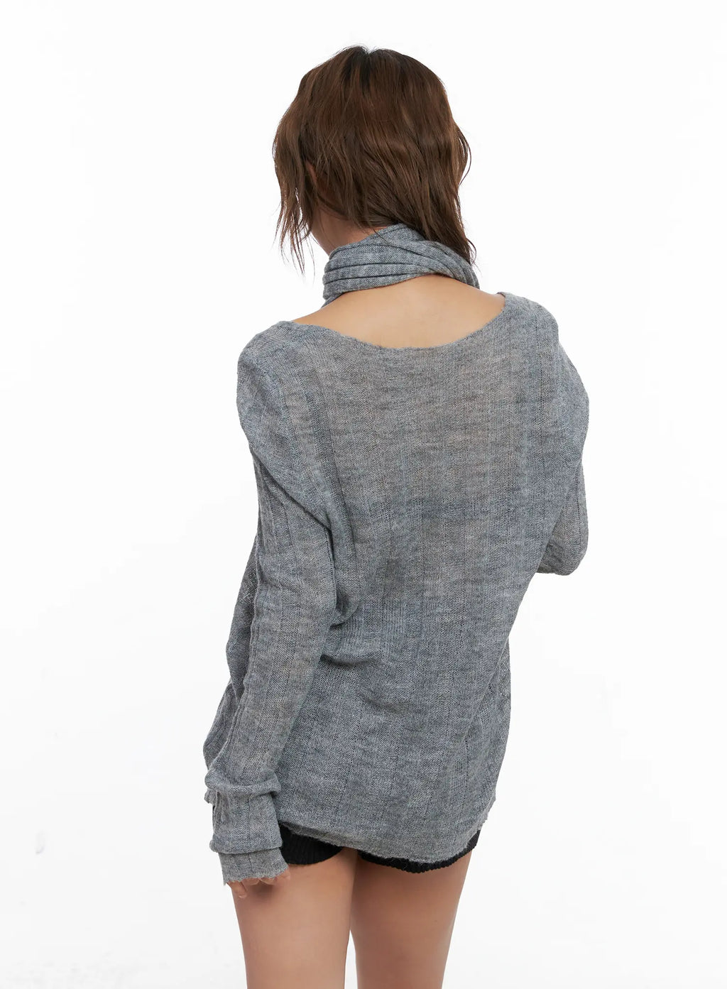 Round Neck Long Sleeve Scarf Top CS524