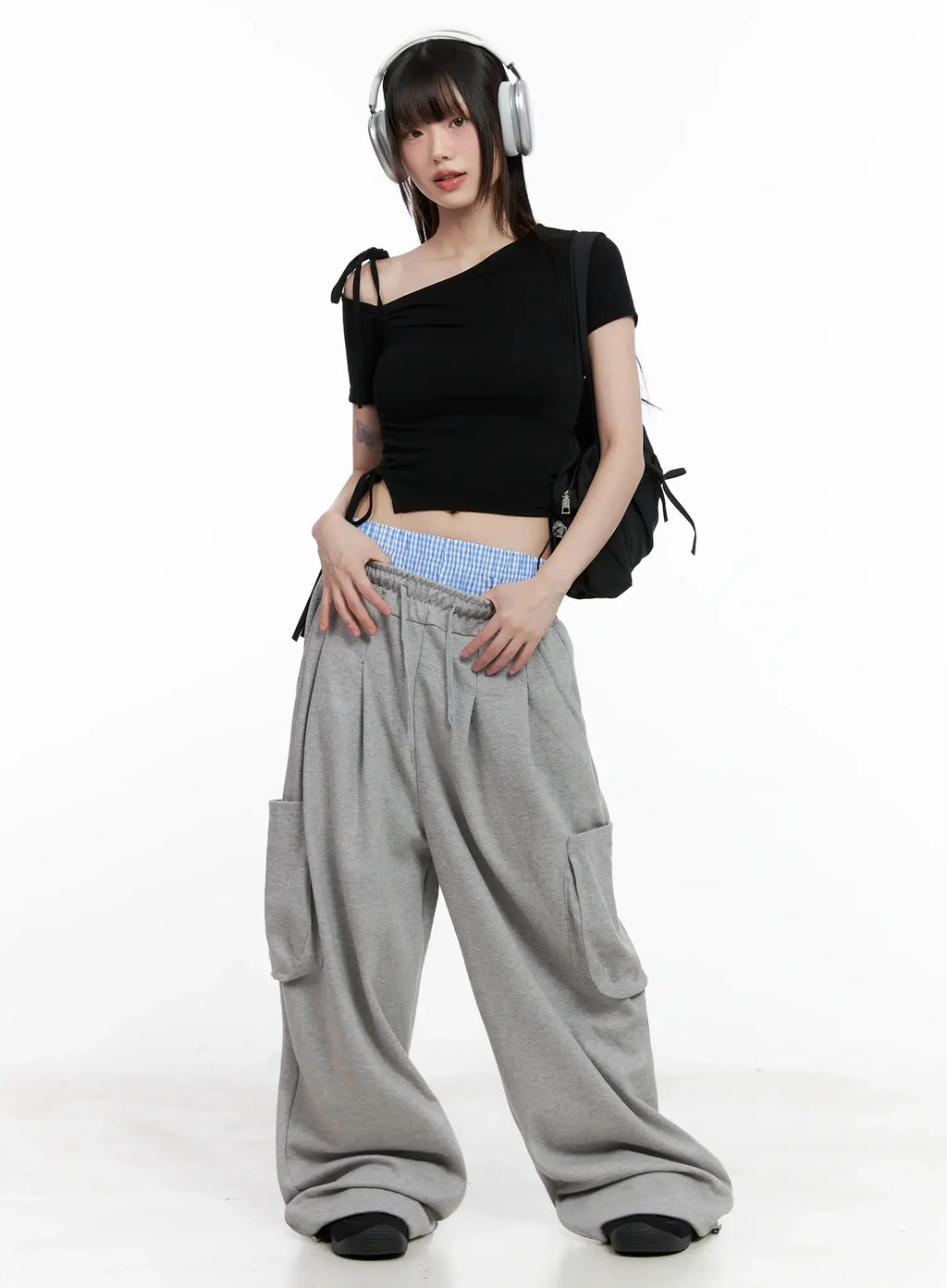 Casual Wide-Leg Cargo Sweatpants IL531