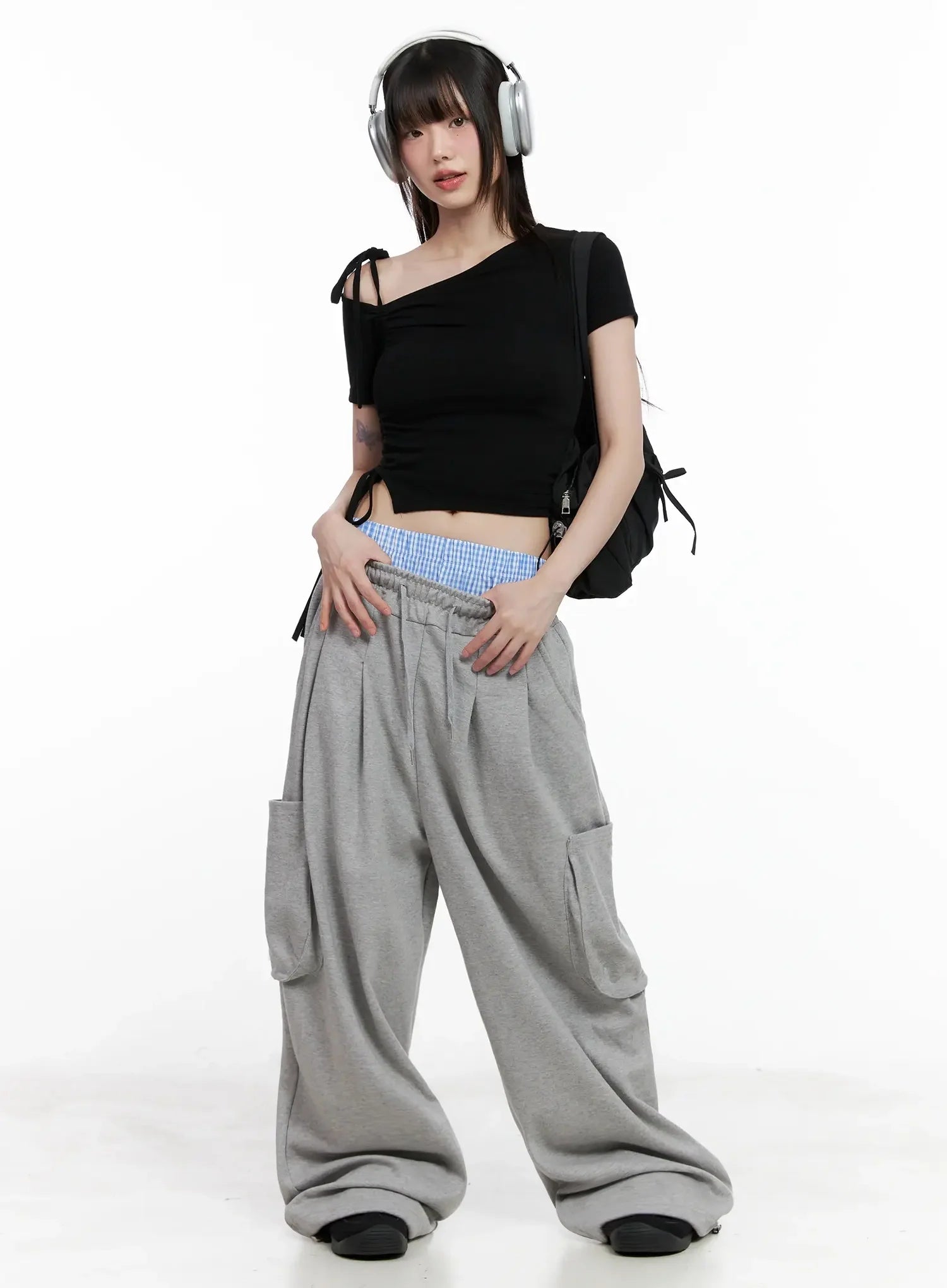 Casual Wide-Leg Cargo Sweatpants IL531