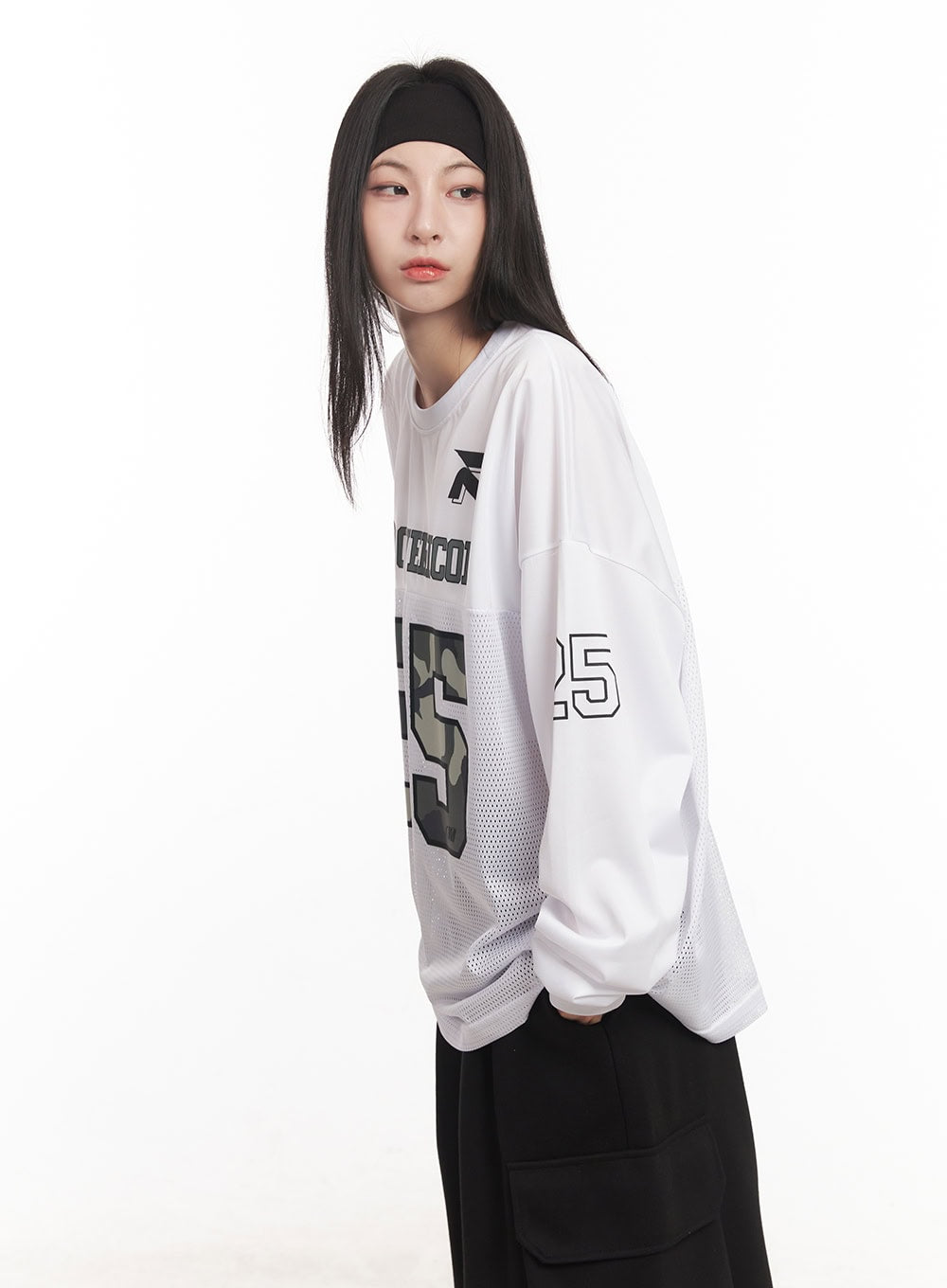 Camo Oversized Mesh Jersey Top CM518