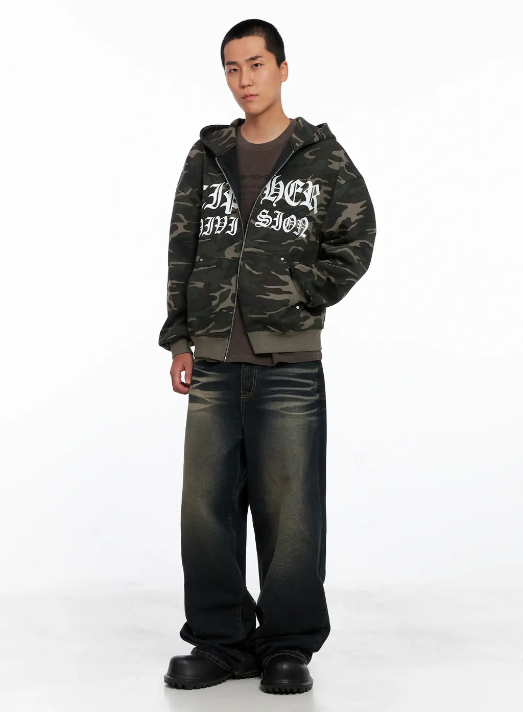 Men's Camo Graphic Hooded Zip-Up IS509