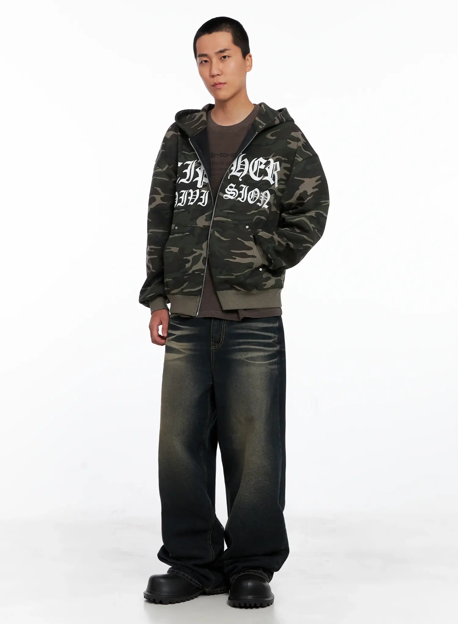 Men's Camo Graphic Hooded Zip-Up IS509