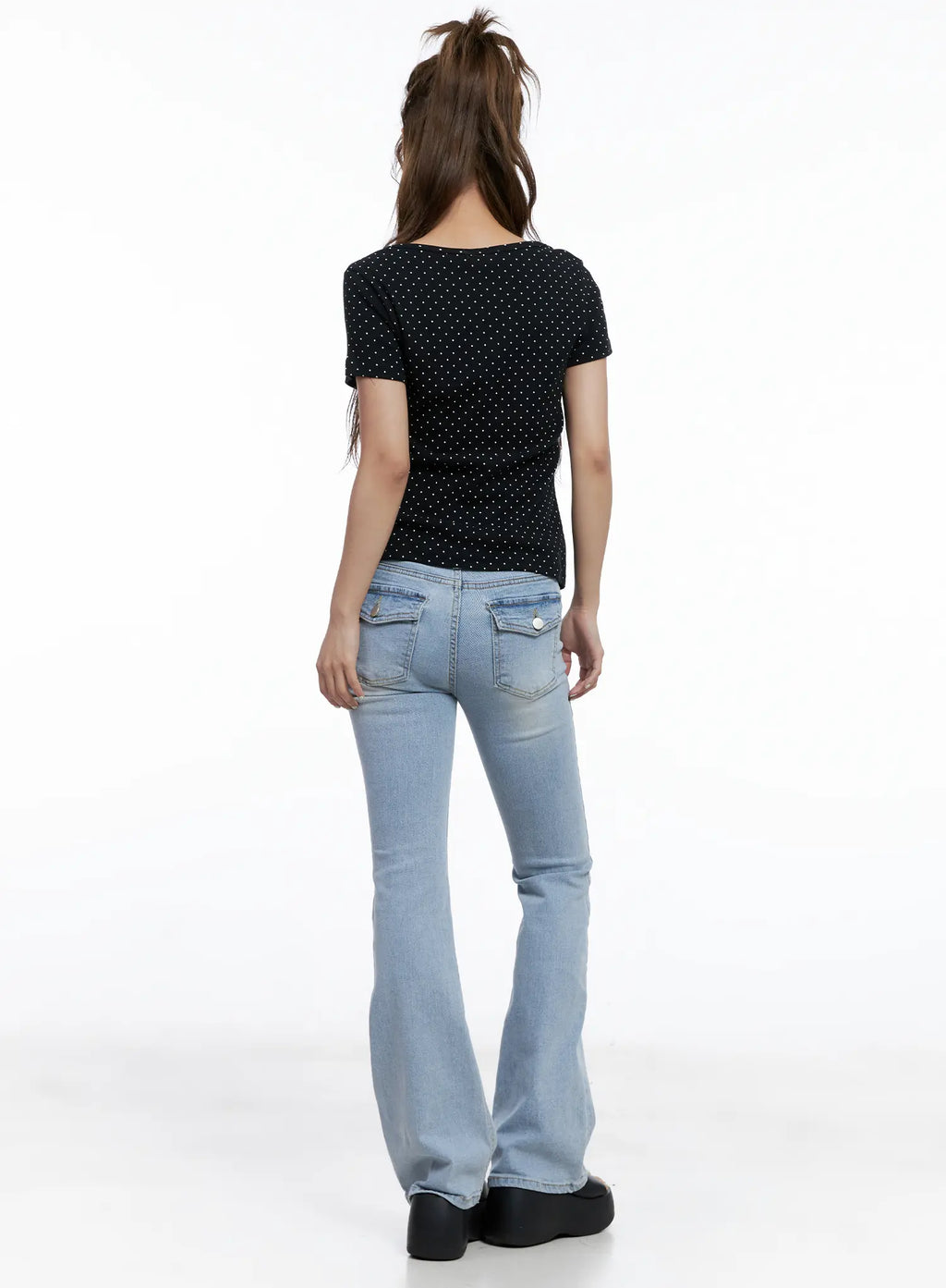 Layered Polka Dot Button Tee CL510