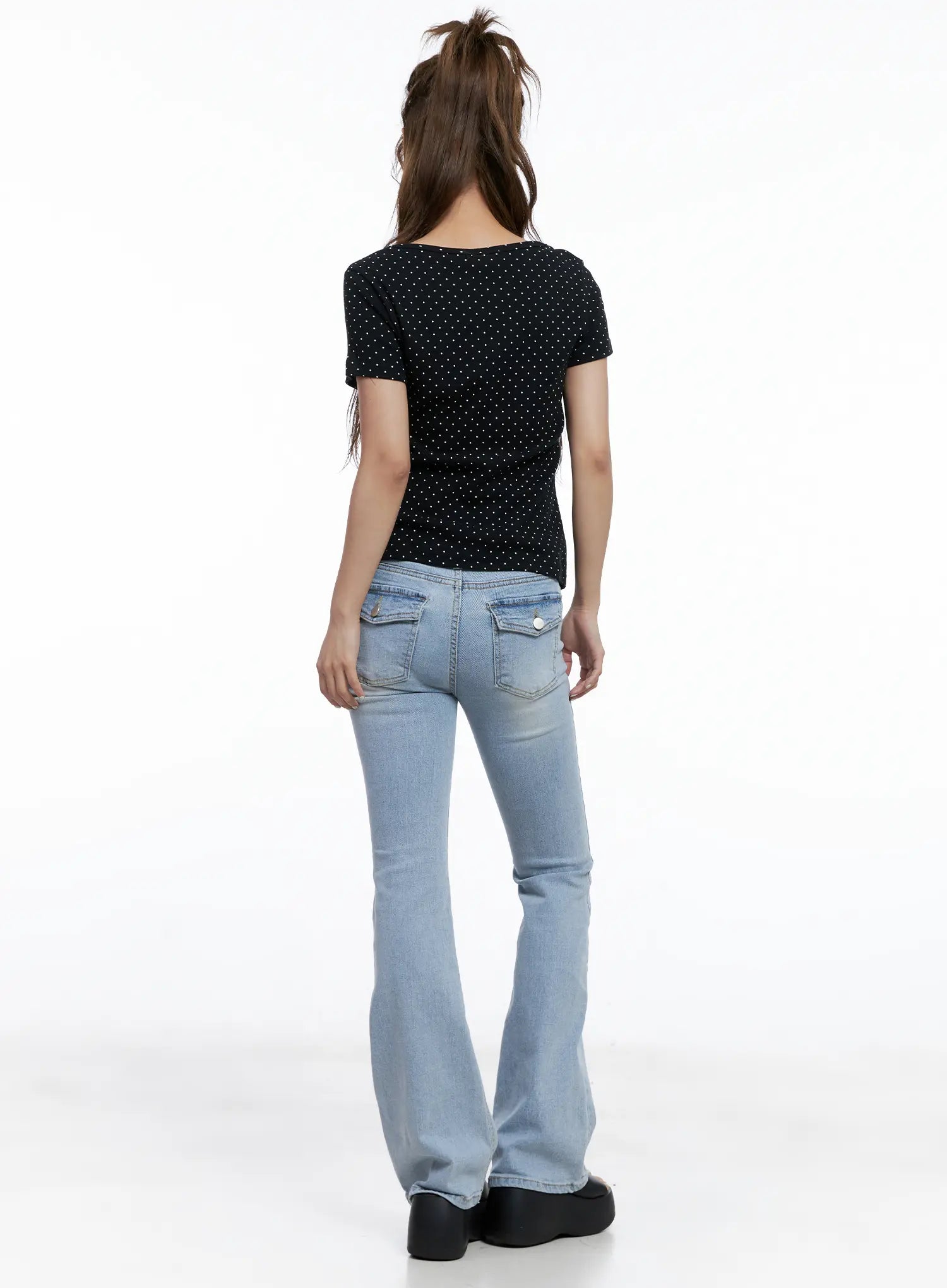 Layered Polka Dot Button Tee CL510