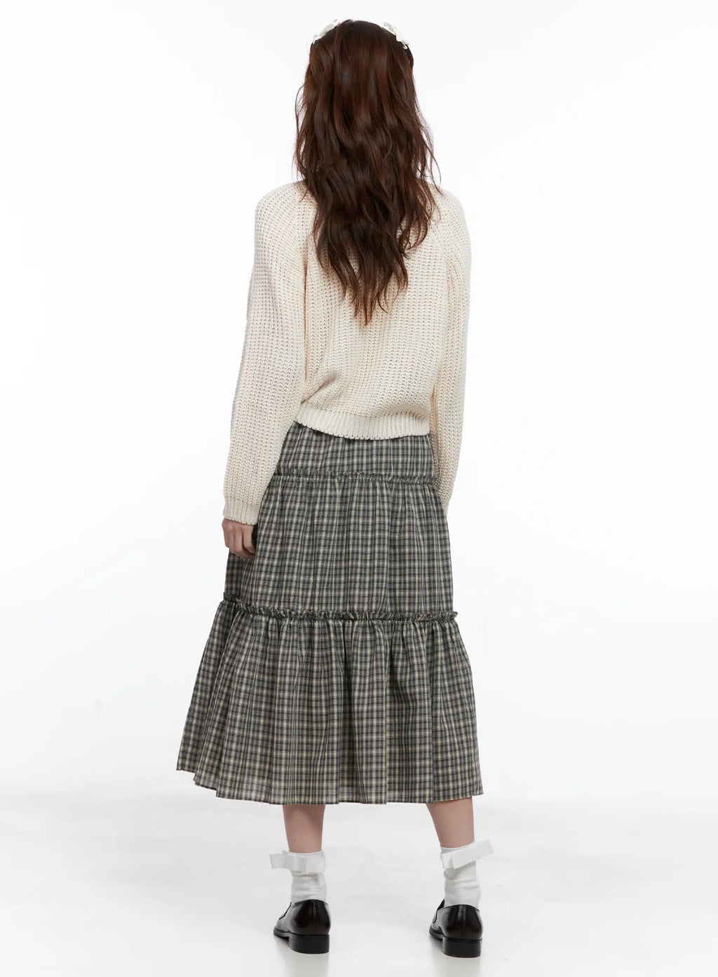 Ruffled Gingham Tiered Maxi Skirt CG520