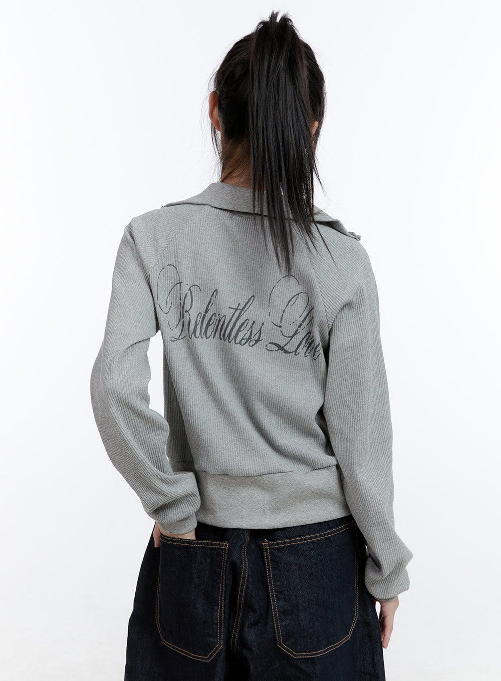 Cotton Two-Way Zip-Up Graphic Sweat Hoodie CG413