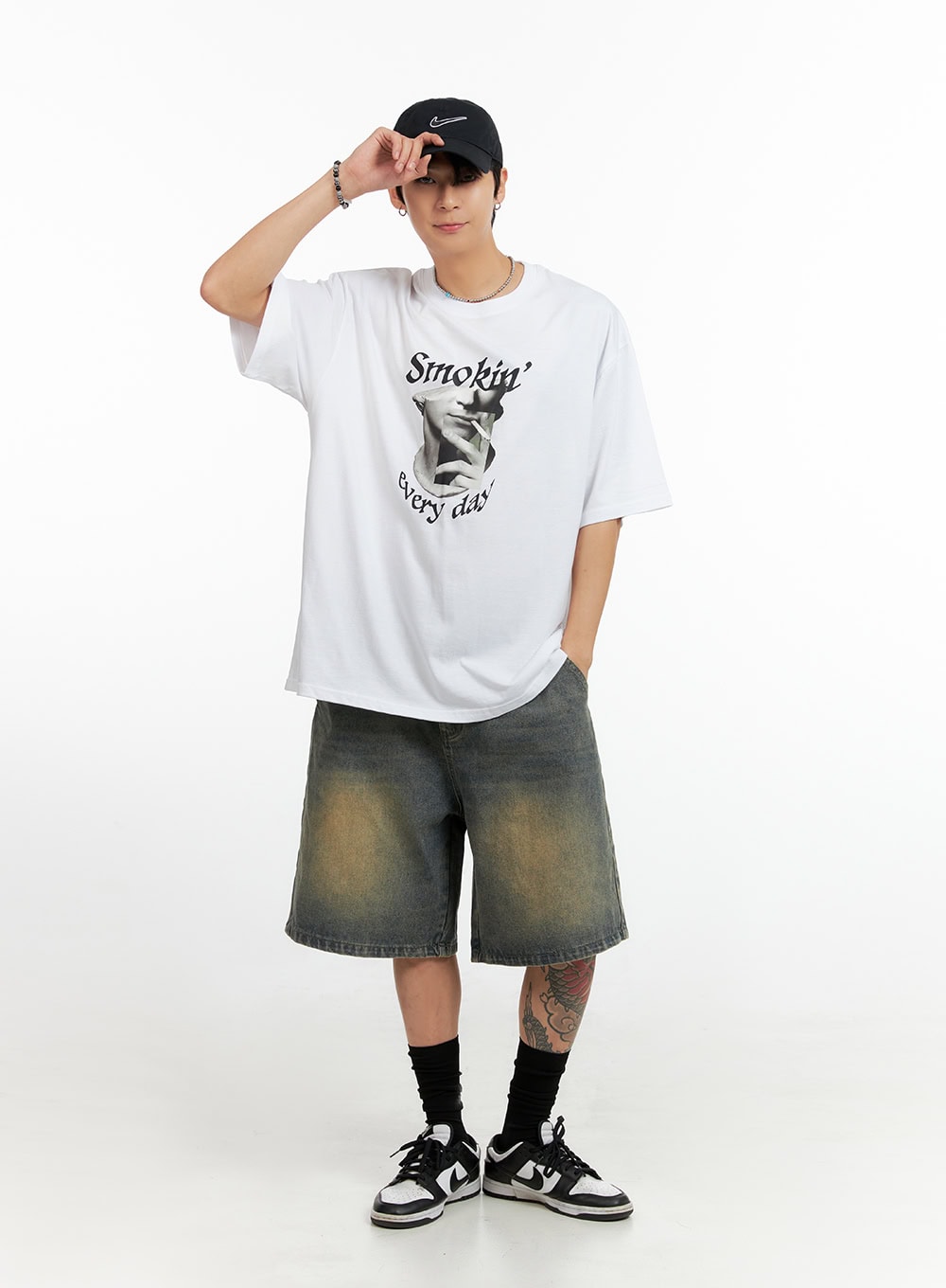 Men's Cotton Graphic Oversize T-Shirt (White) IG402