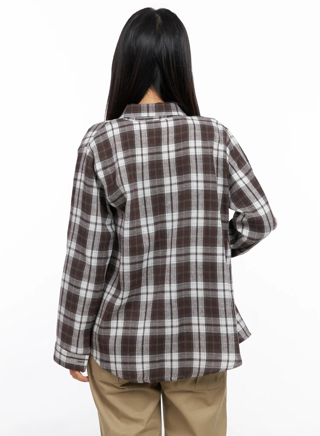 Oversized Plaid Long Sleeve Flannel Shirt CO515
