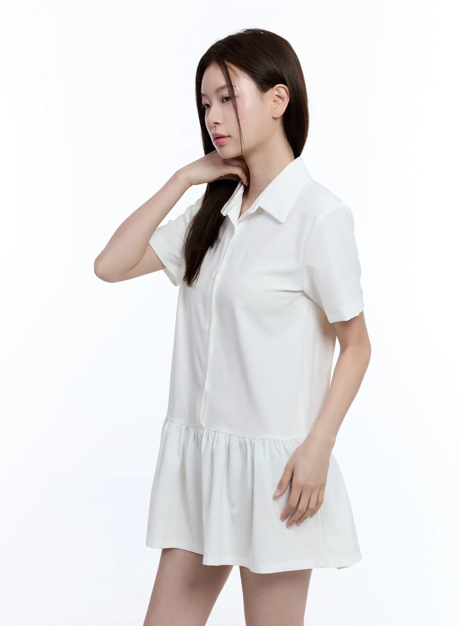 Collared Frill Mini Dress CU513