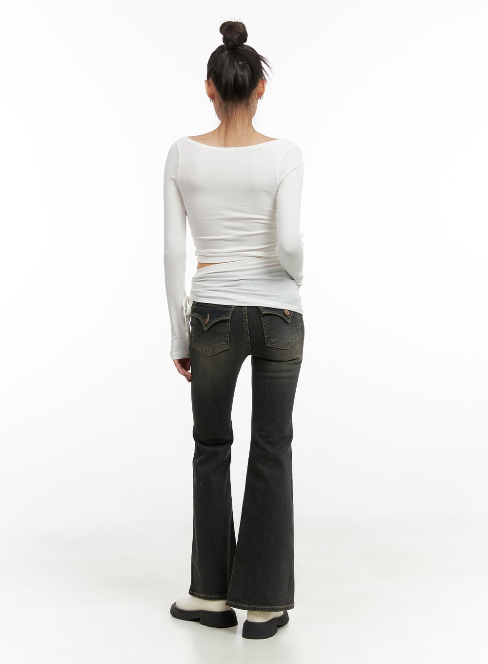 Paisley Slim-Fit Bootcut Washed Jeans CO424