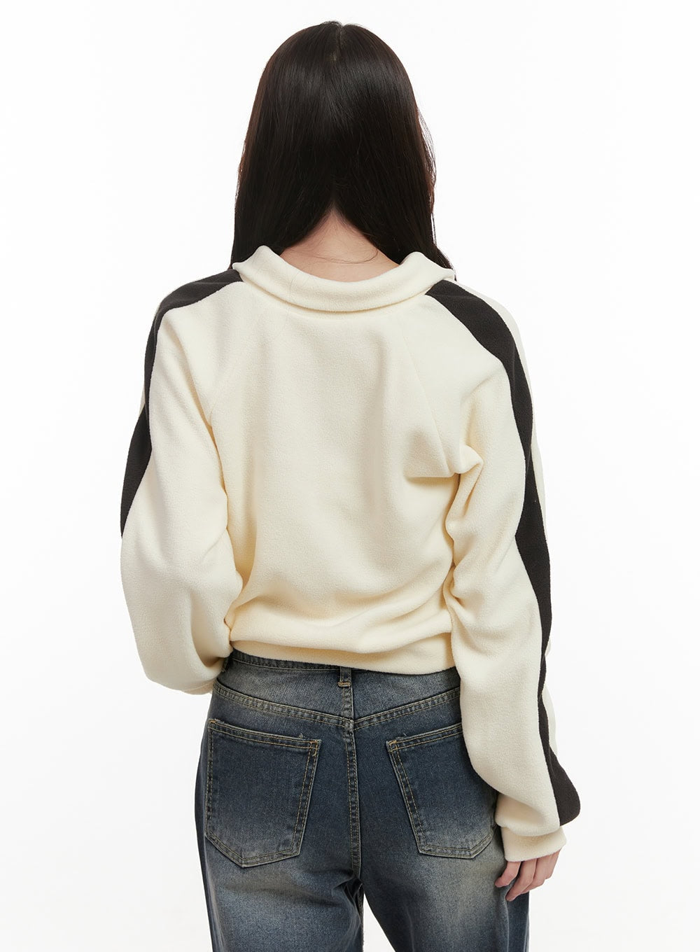 Fleece Lettering Zip Up Sweatshirt ON429