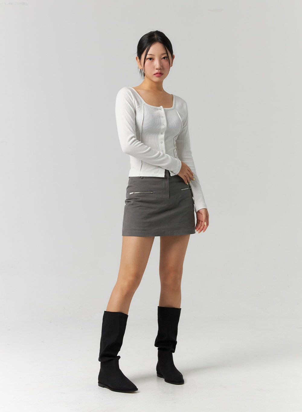 Zipper Detail Mini Skirt CS320