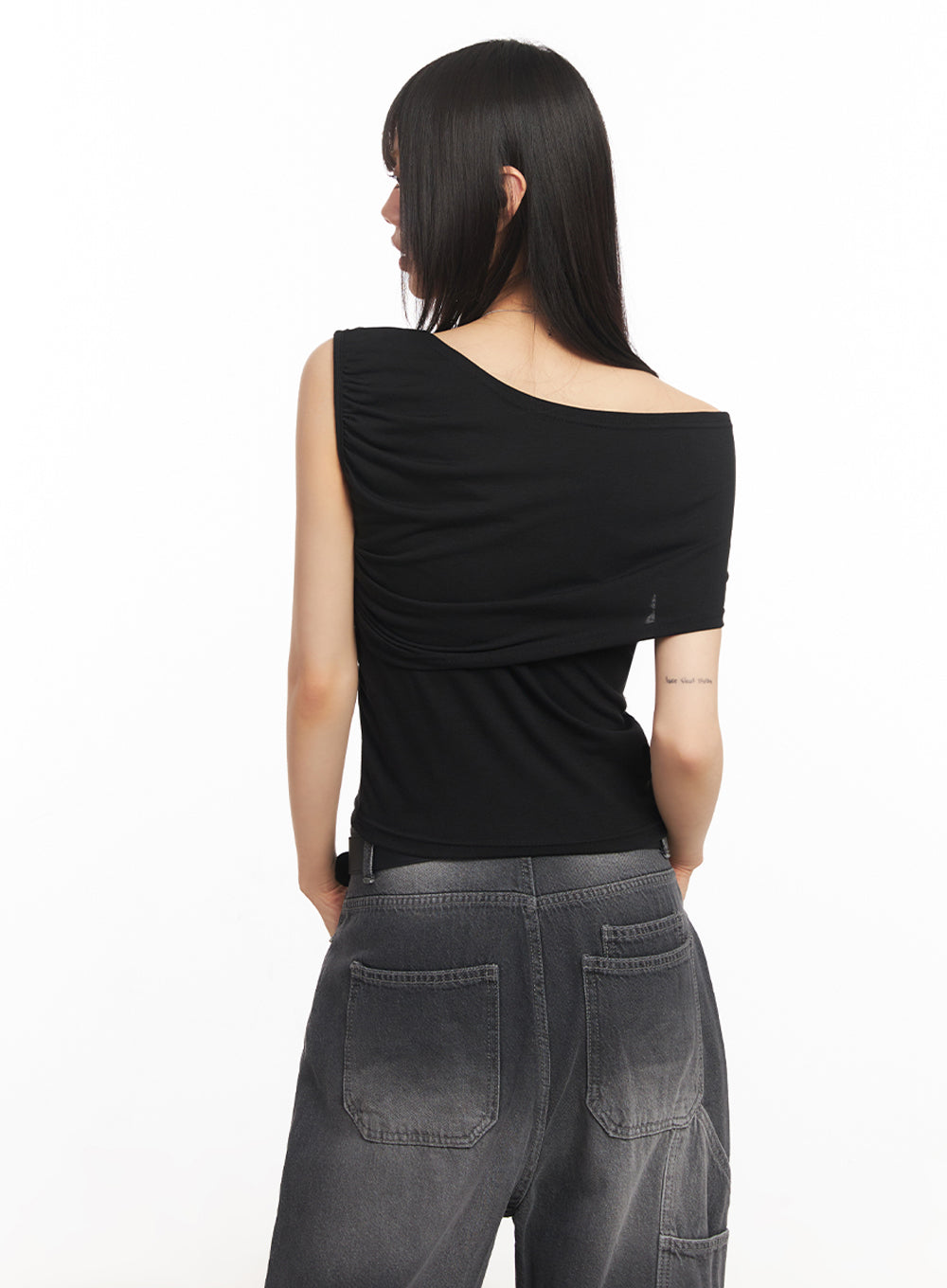 Ribbon One-Shoulder Crop Top IA528