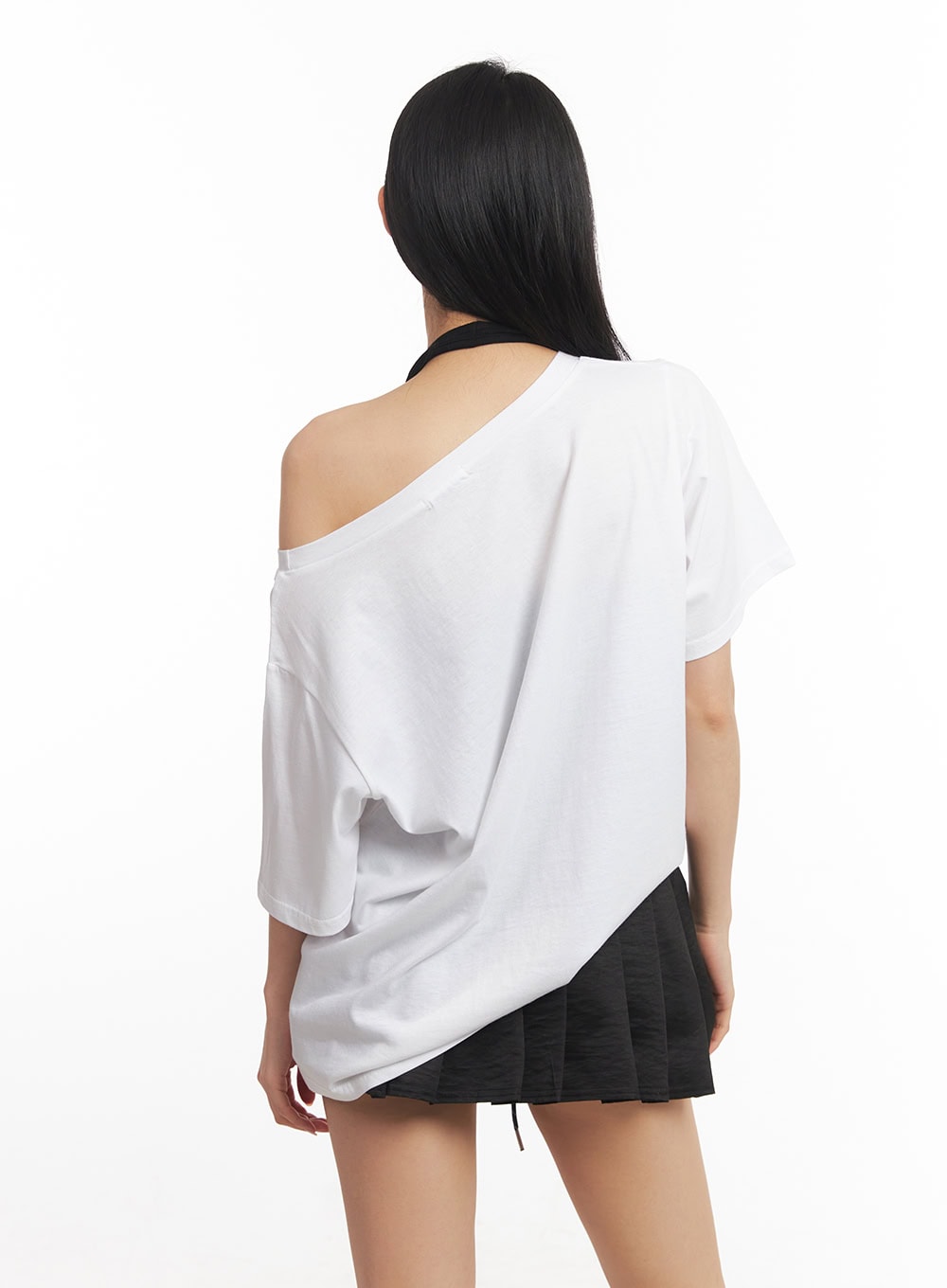 Graphic One-Shoulder Oversize T-Shirt CA503
