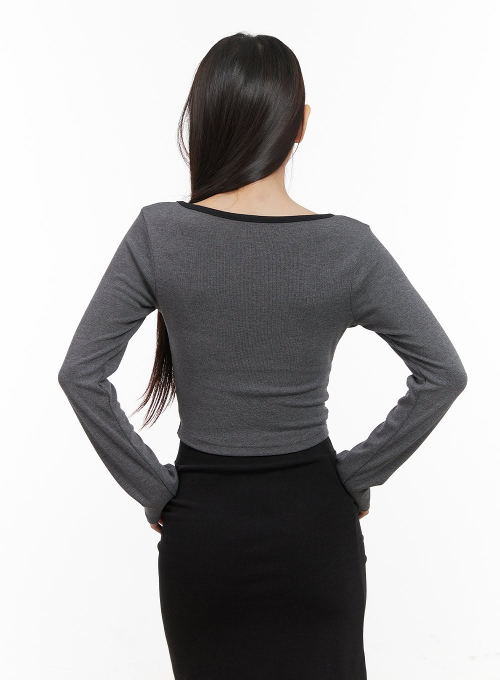 Hook and Eye Detail Crop Top CD411