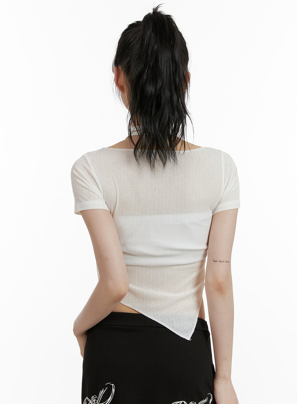 Sheer Chic Crop Top with Thin Scarf CU410