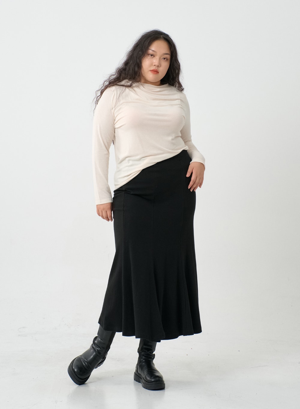 Plus Mermaid Line Long Bending Skirt IO06