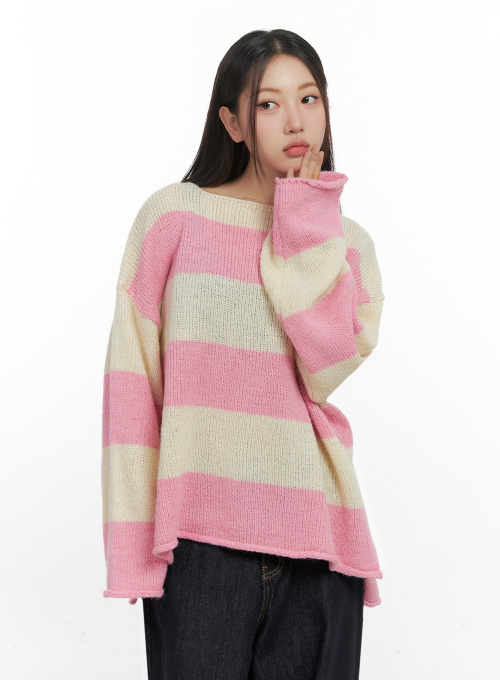 Oversize Stripe Wool Sweater IN415