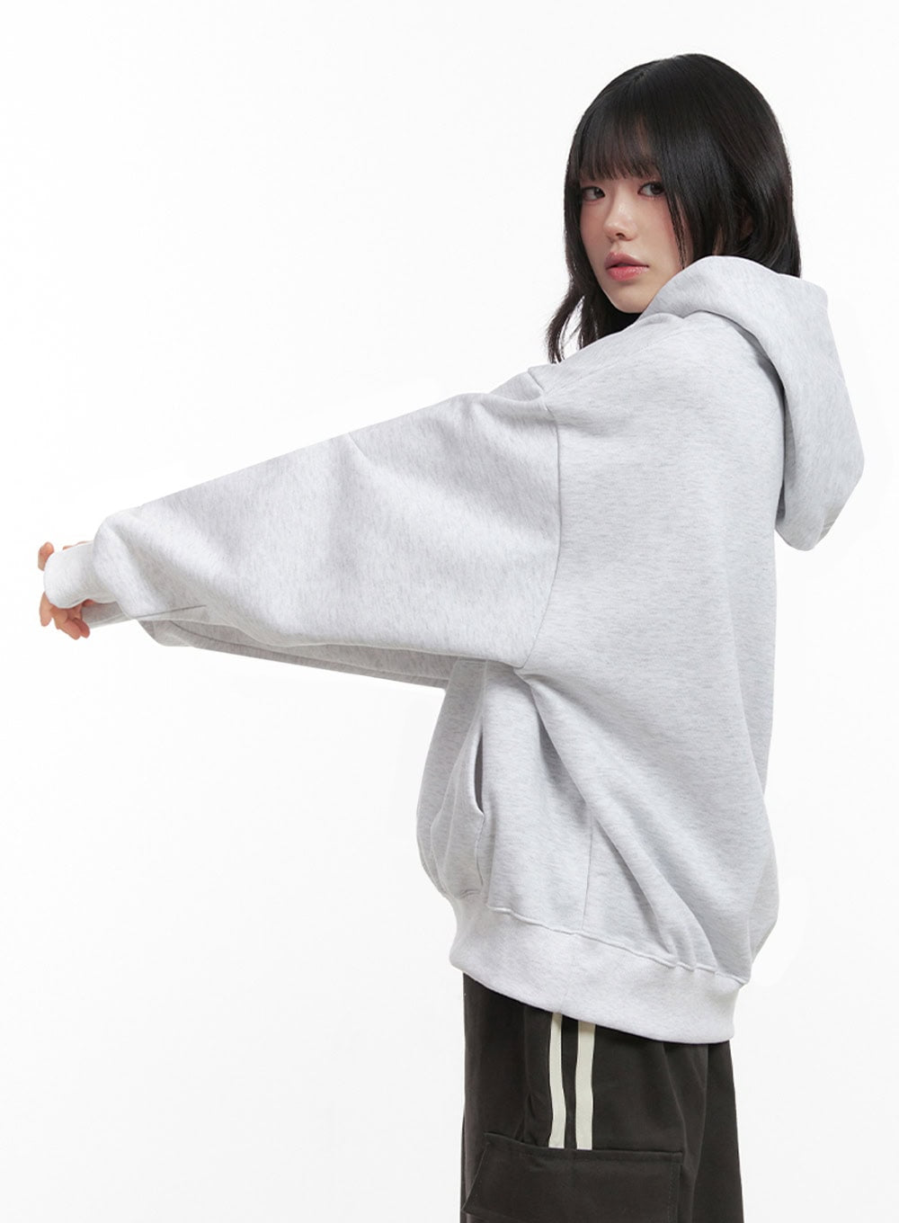 Oversized Solid Hooded Sweatshirt IN427