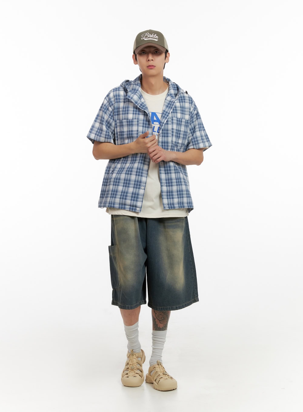 Men's Denim Washed Shorts (Blue) IL404