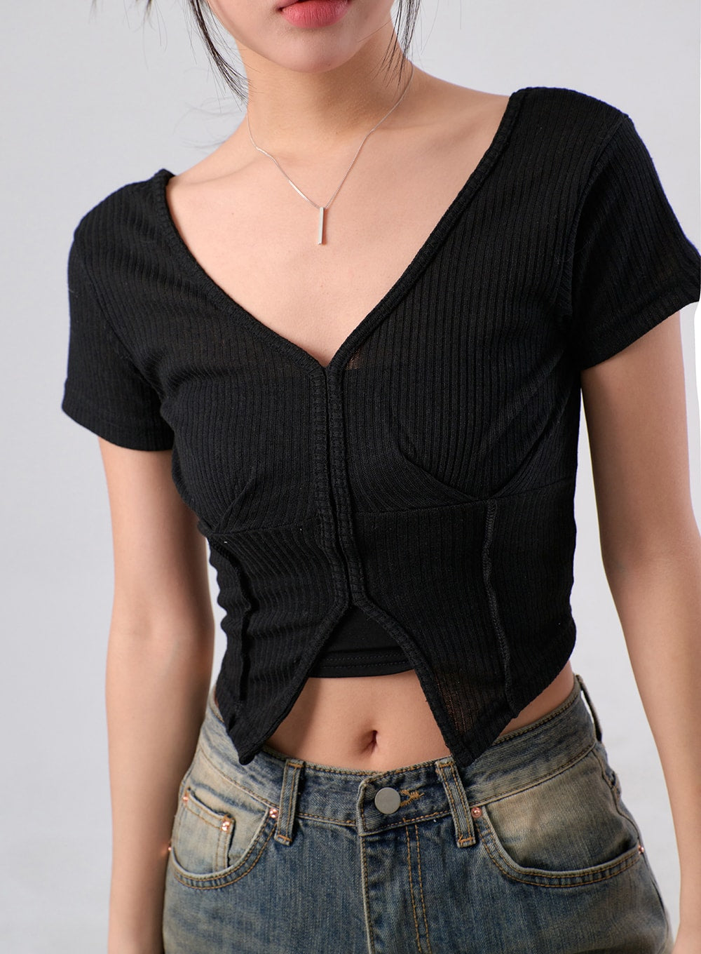 Mesh V-Neck Top IM329