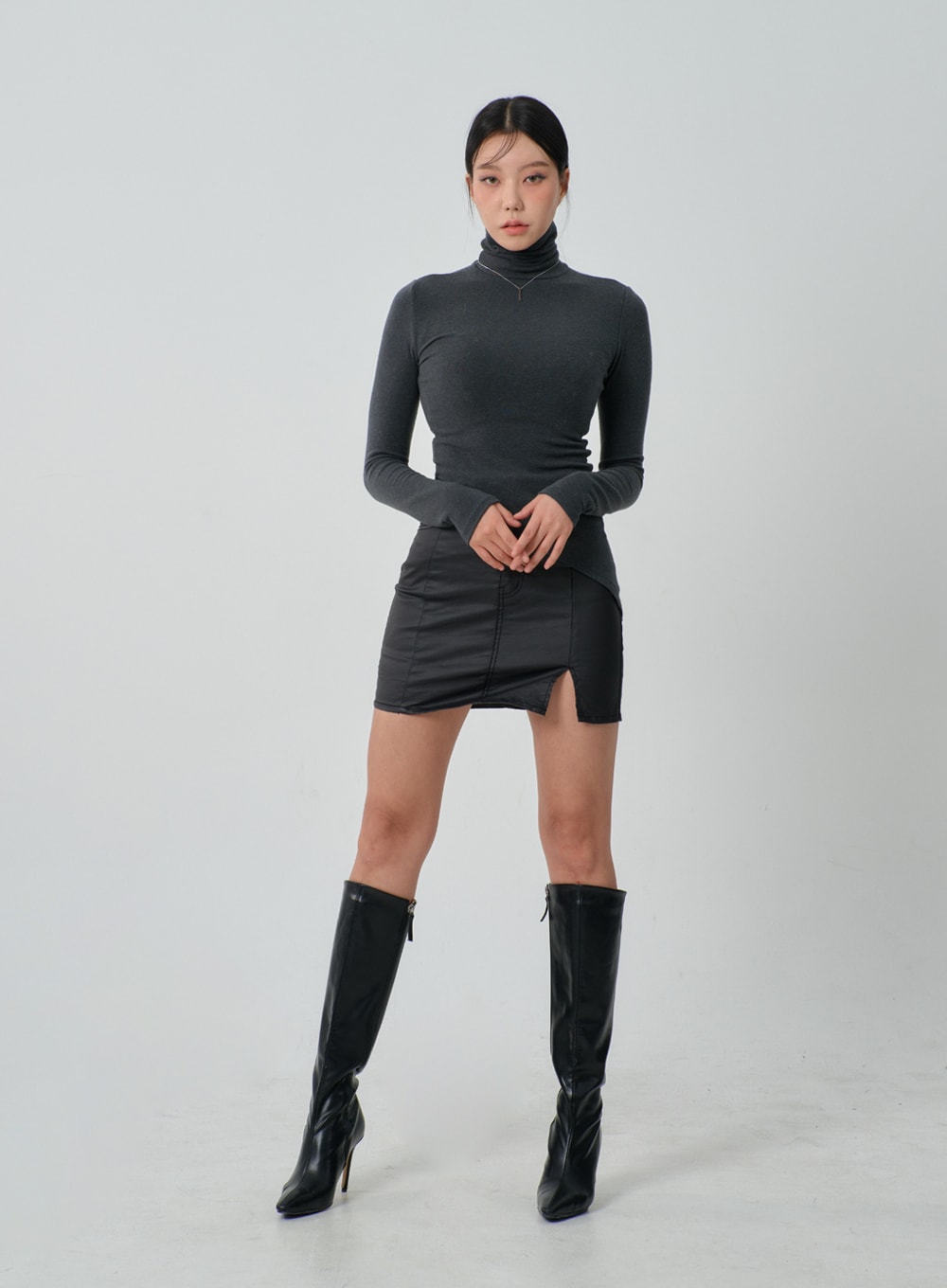 Unbalanced Long Sleeve Turtleneck IJ319
