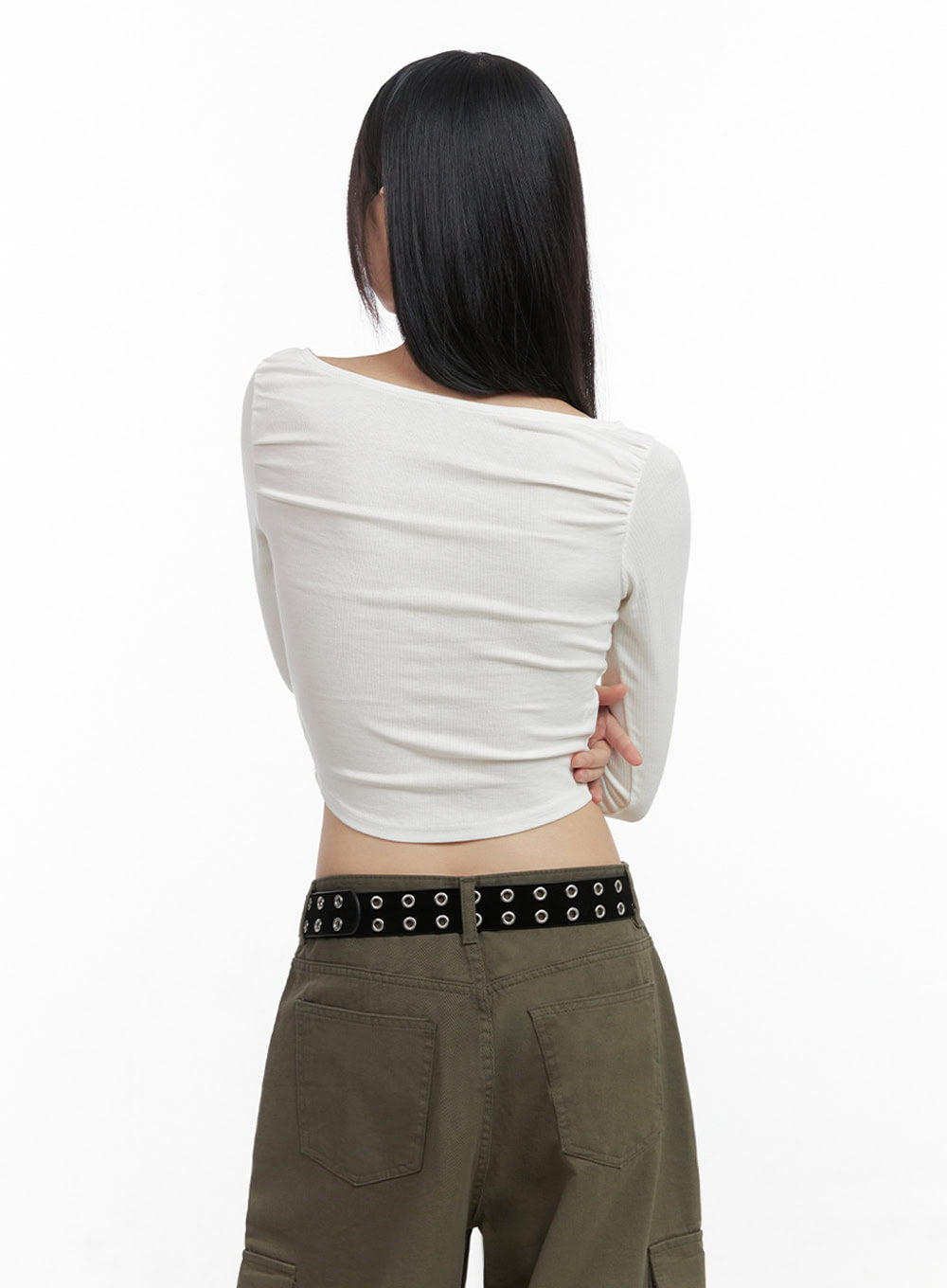 Long-Sleeve Slim Crop Top IO430