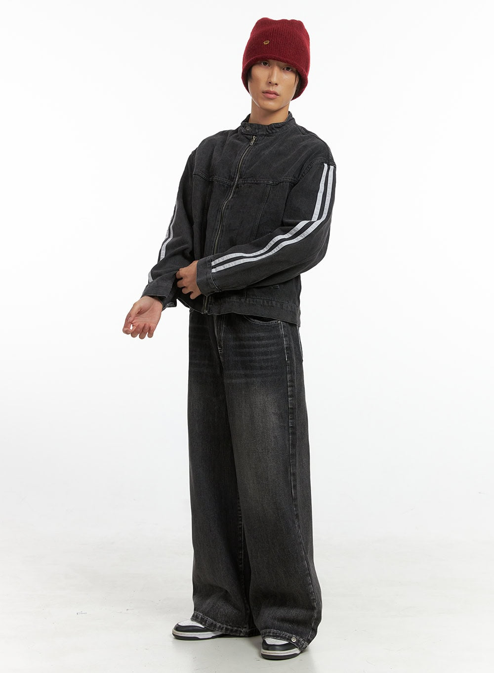 Men's Striped Button Denim Jacket IO417