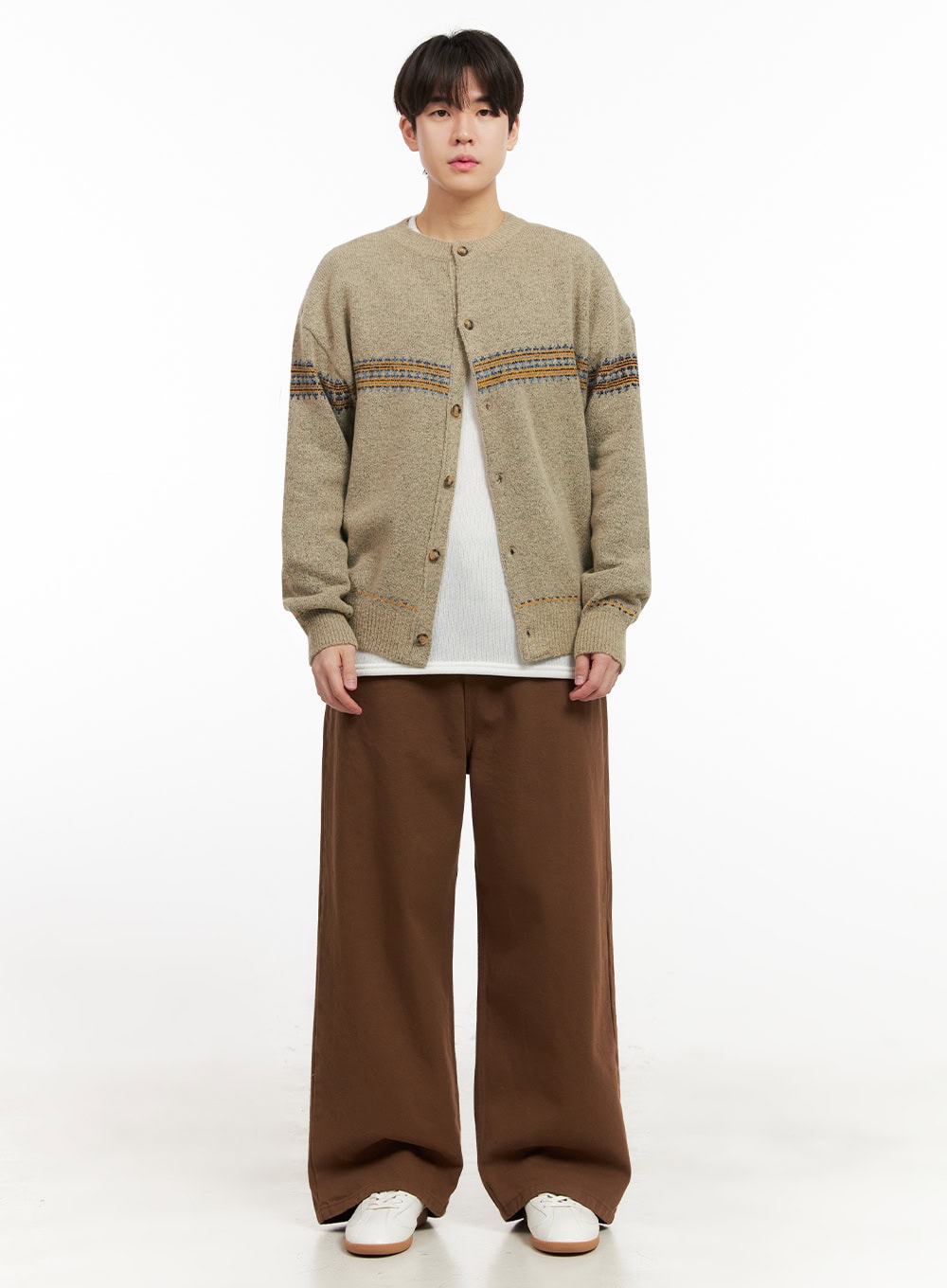 Men's Comfortable Wide-Fit Solid Color Pants IJ517