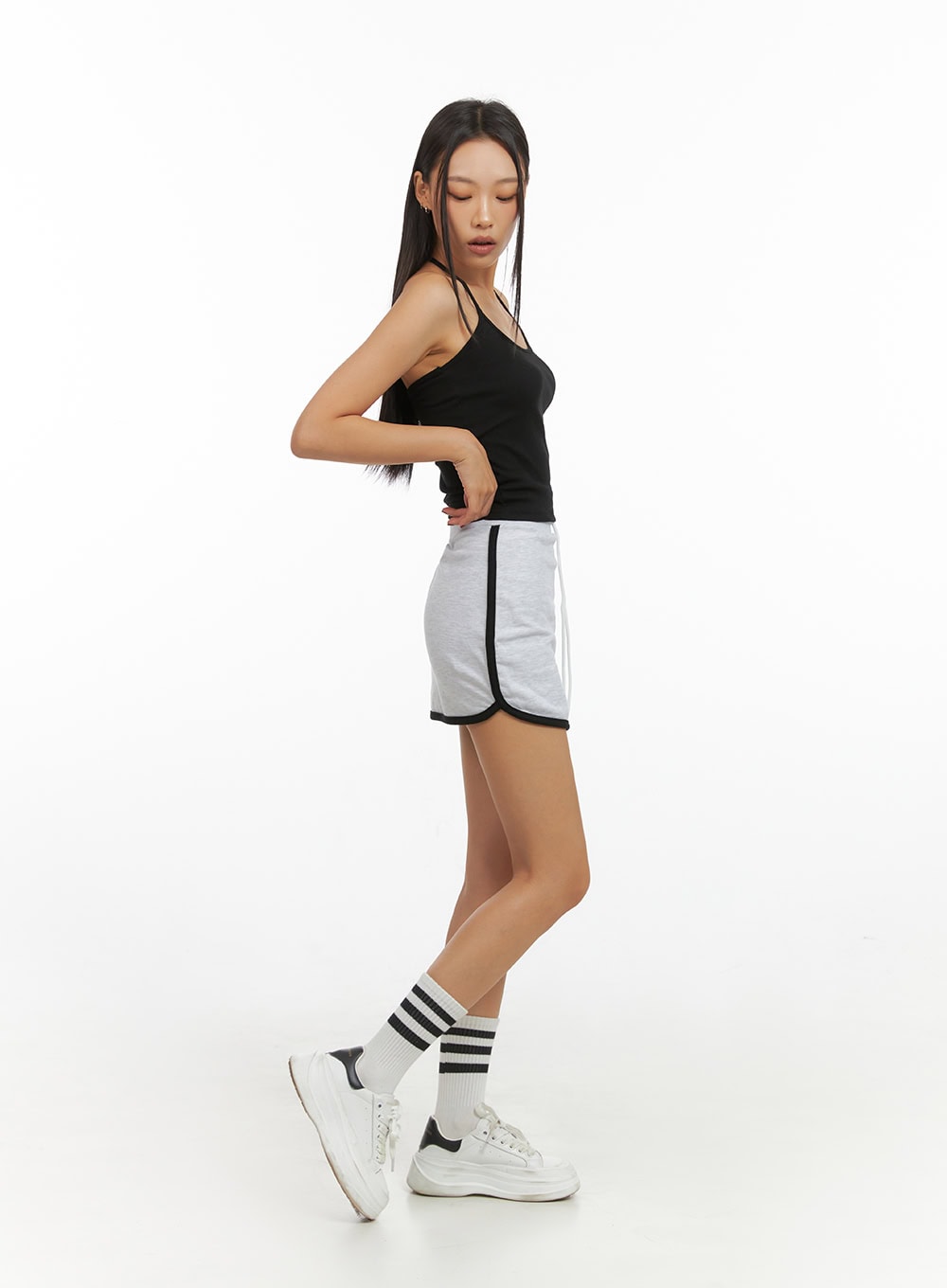 Cotton Banded Track Mini Skirt IS427