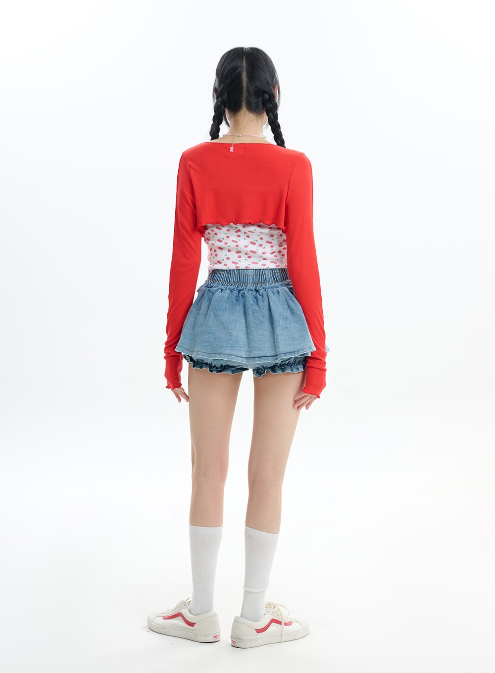 U-Neckline Solid Cropped Cardigan IF413