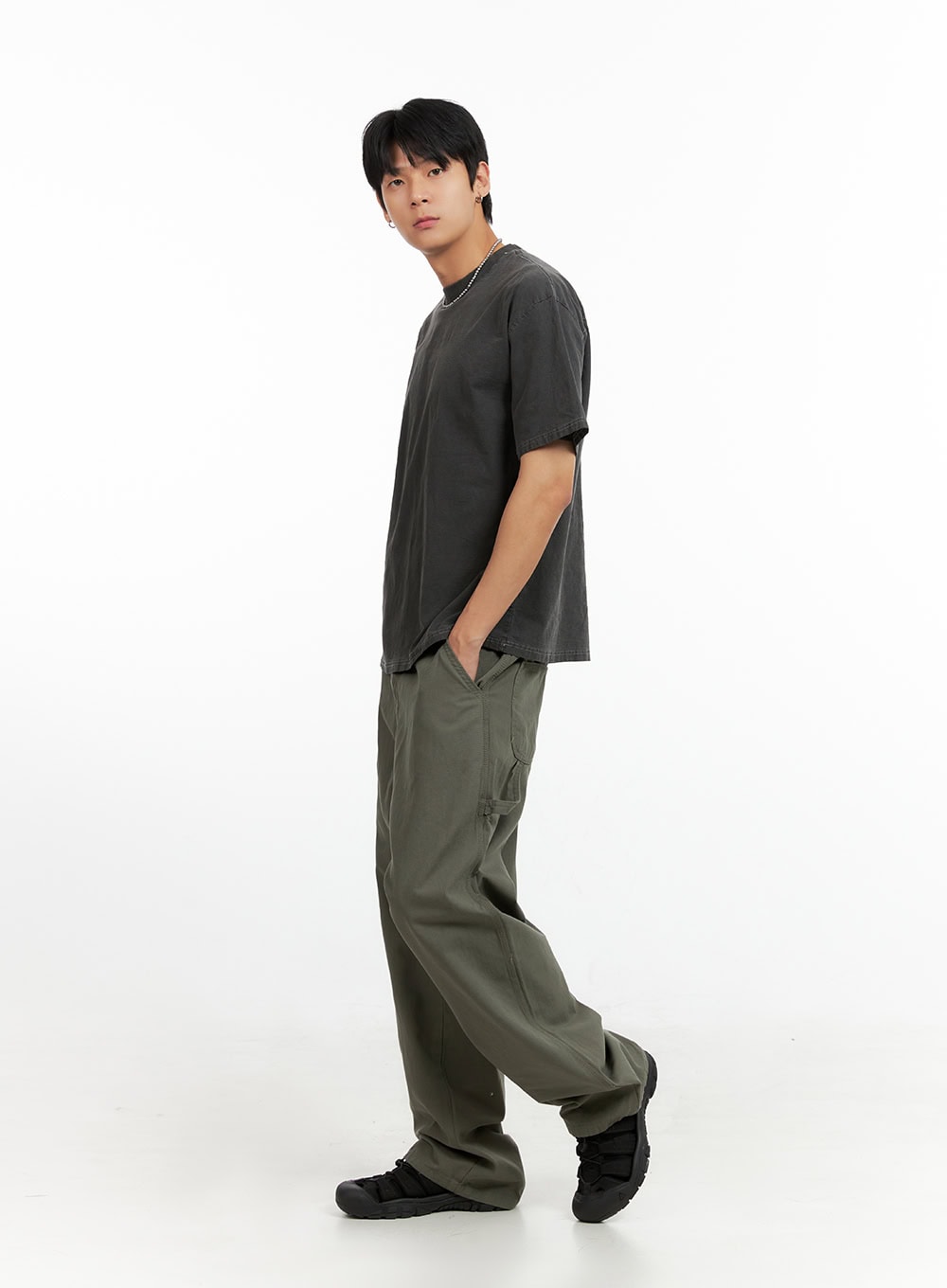 Men's Wide Fit Cotton Pants (Dark Green) IG402