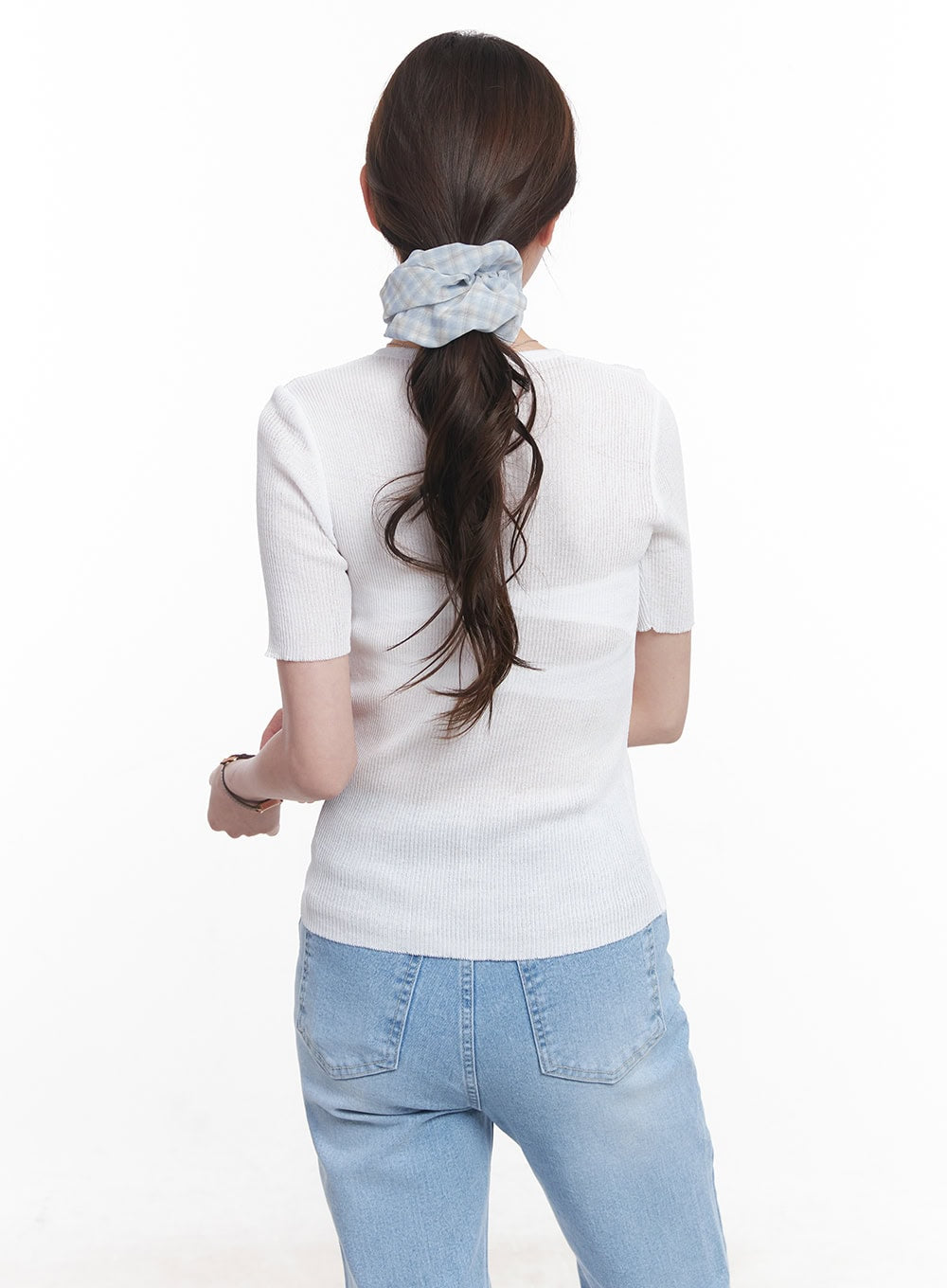 Sheer V-Neck Linen Short Sleeve Sweater CY519